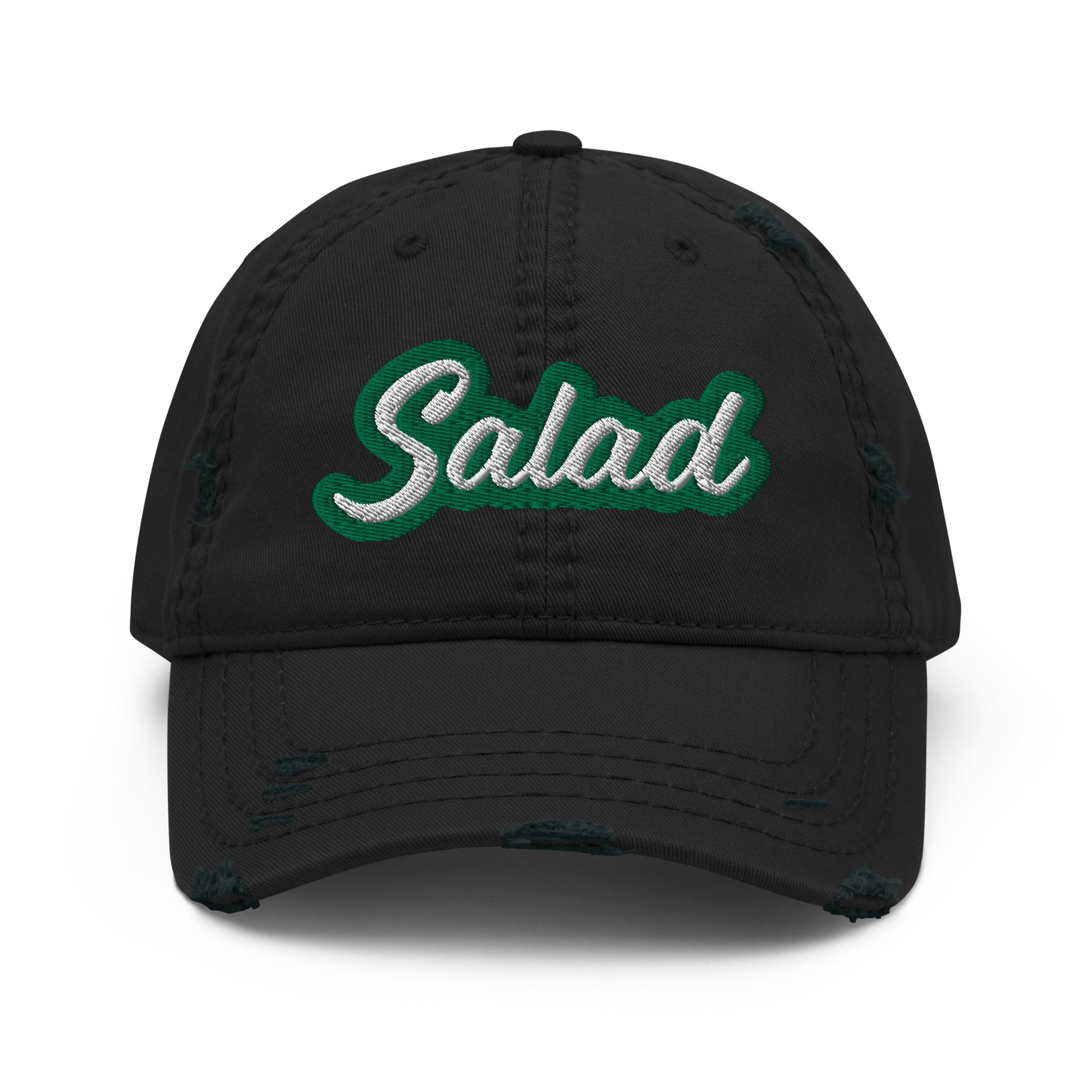 Black Salad Dad Hat - Love salad? Looking for a sarcastic hat for a foodie? This Salad Hat is just what you need. It's a comfortable cotton hat with an adjustable closure and "Salad", expertly embroidered on the front.