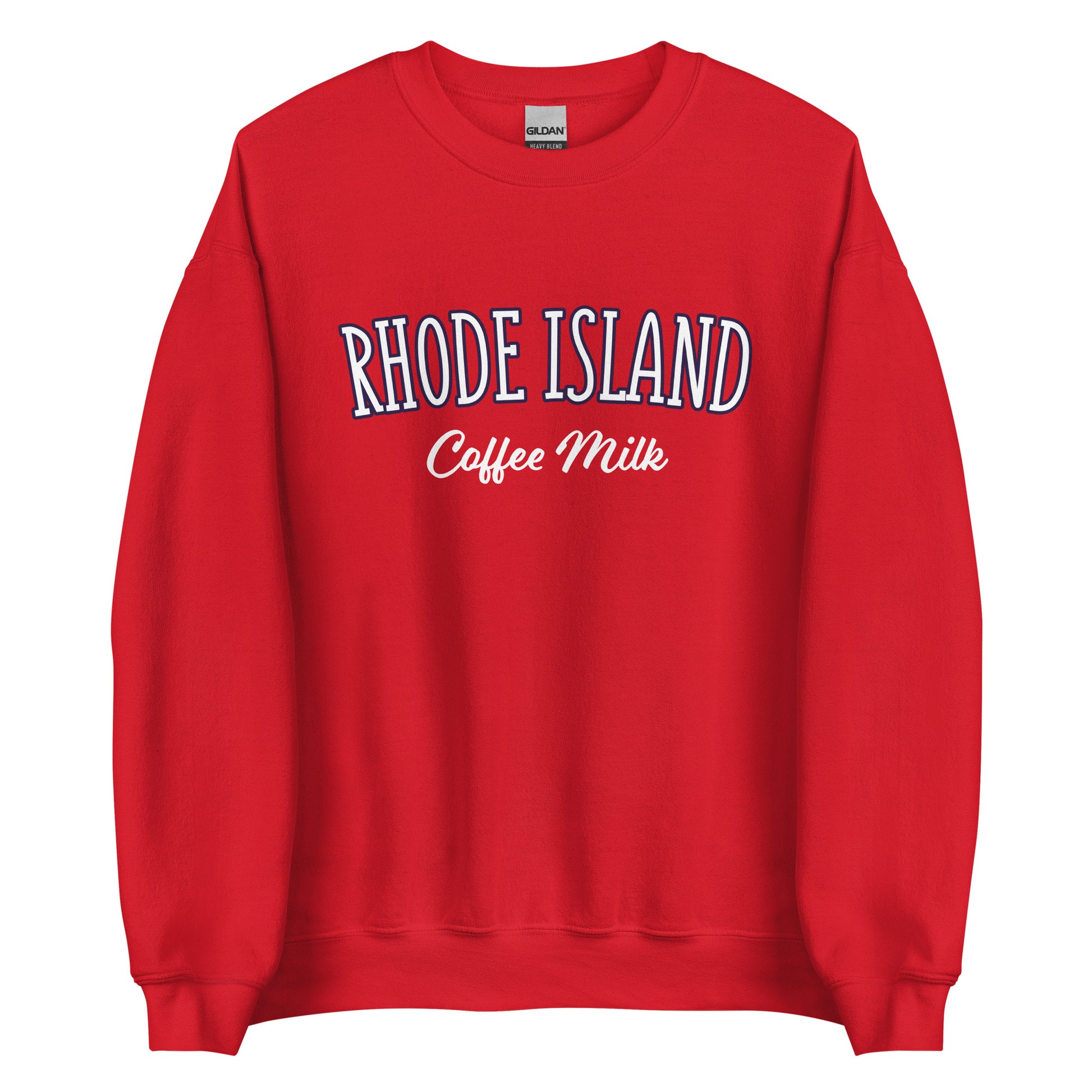 Red Rhode Island Coffee Milk Sweatshirt from Nina's Funky Shop by ninanush - Love coffee milk? Looking for a fun Rhode Island Gift? Introducing our Rhode Island Coffee Milk Sweatshirt! It's a fun sweatshirt for coffee milk lovers with the words "Rhode Island Coffee Milk" on the front. The perfect Rhode Island sweatshirt for cozy nights in or stand out streetwear for New England foodies.