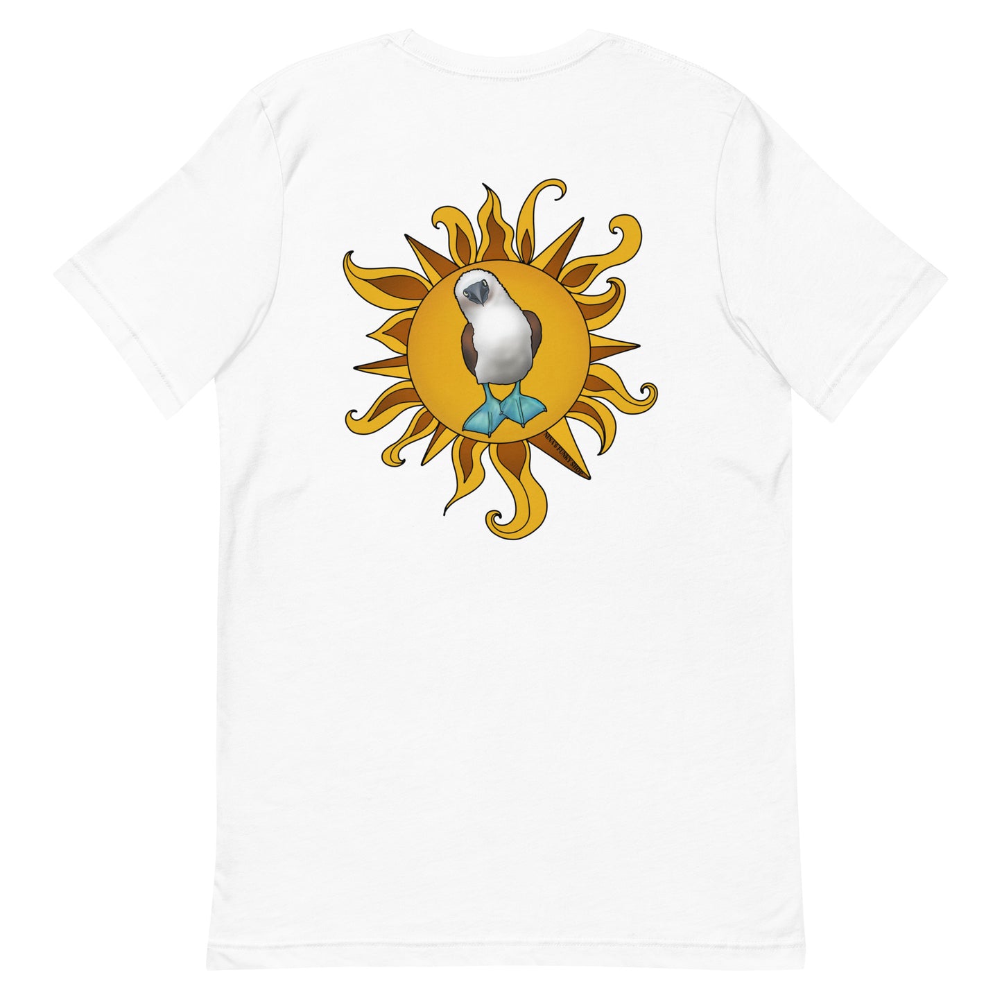 White Blue-Footed Booby T-shirt - Our Blue-Footed Booby T-Shirt is soft, comfortable and comes in a variety of colors. It's a classic cotton tee with a hand drawn blue-footed booby design, expertly printed on the front and back. This funky graphic tee is totally unique, designed by Nina and made just for you! Looking for something personalized? Shoot us an email!