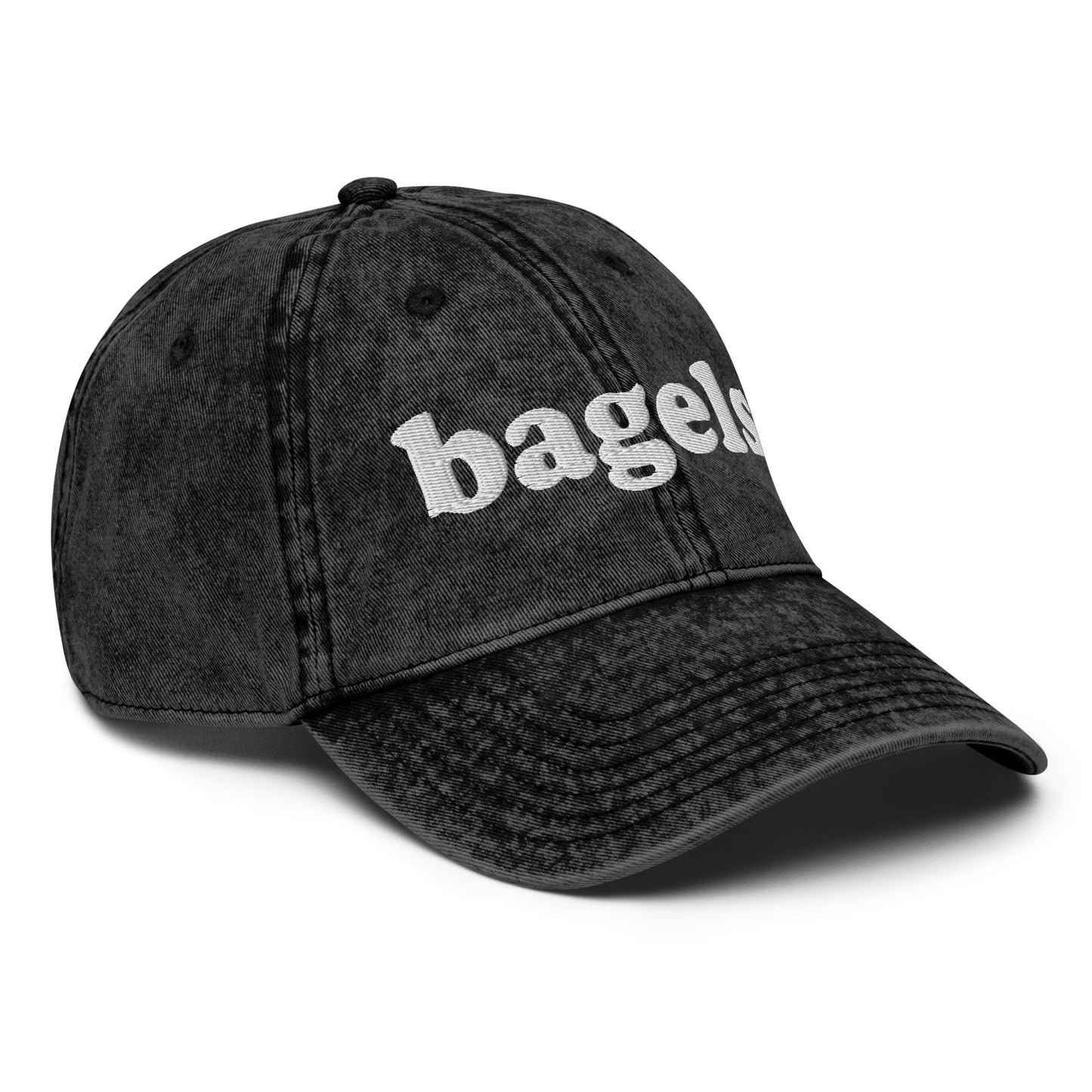 Black Bagels hat - Make a statement in our Bagels Hat! It's comfortable, adjustable and made with a vintage style cotton that's expertly embroidered just for you. This funny dad hat is perfect for bagel enthusiasts and foodies of all kinds. Looking for something personalized? Shoot us a message!