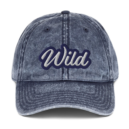 Faded blue wild dad hat - This wild dad hat is comfortable, adjustable and is made just for you. It's a faded vintage-style cotton dad hat with the word "wild" embroidered on the front. This unisex wild dad hat comes in a variety of stylish colors. Wear this unique dad hat as everyday wear or give it as a funny gift for a wild friend.