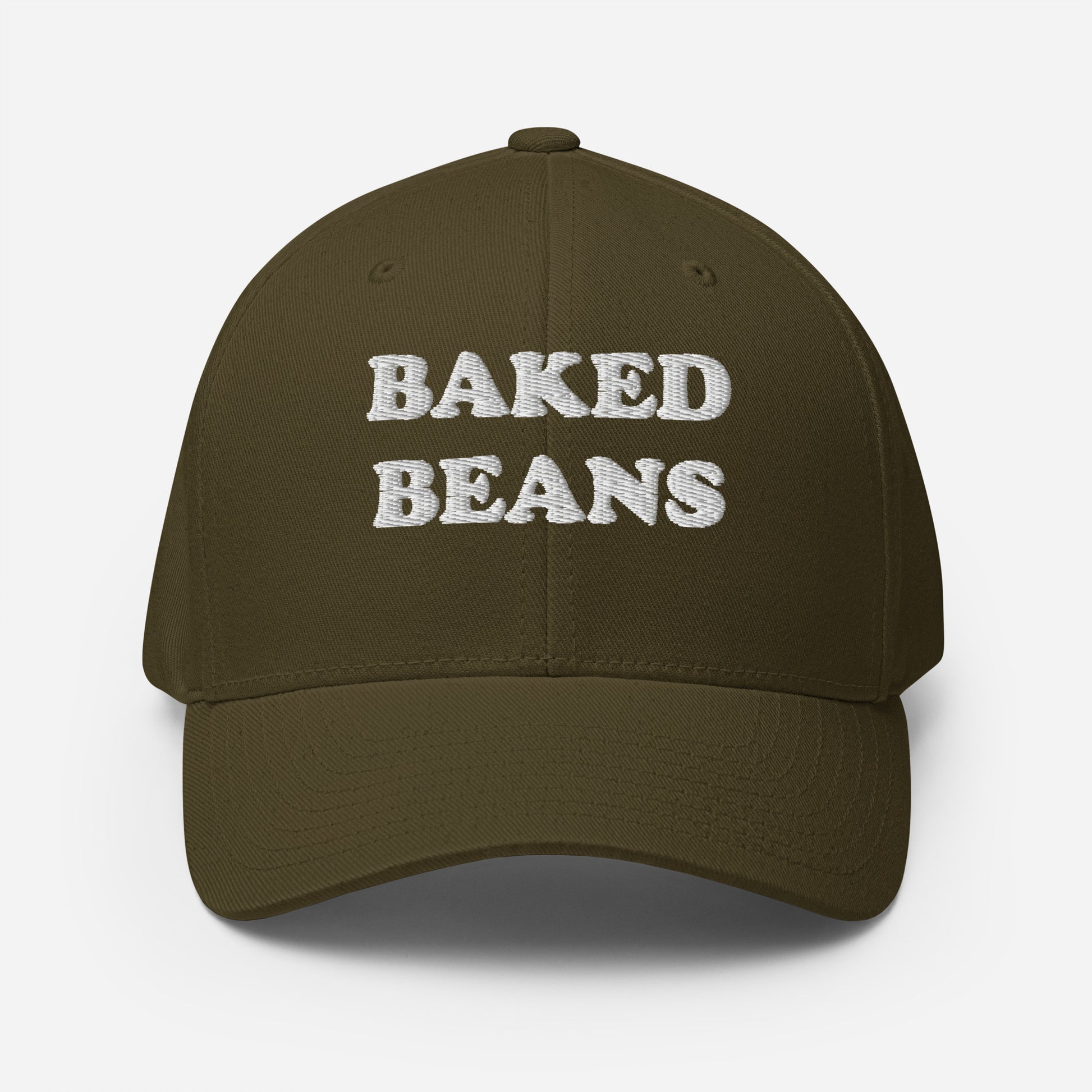 Weird olive green foodie hat - This funny baked beans hat is a unisex embroidered hat that's unique and a perfect weird hat for baked bean lovers! The baked beans hat has a classic baseball cap style and is made just for you. Wear it as everyday funny foodie street wear or give it as a gift for foodies or your favorite baked bean enthusiast.