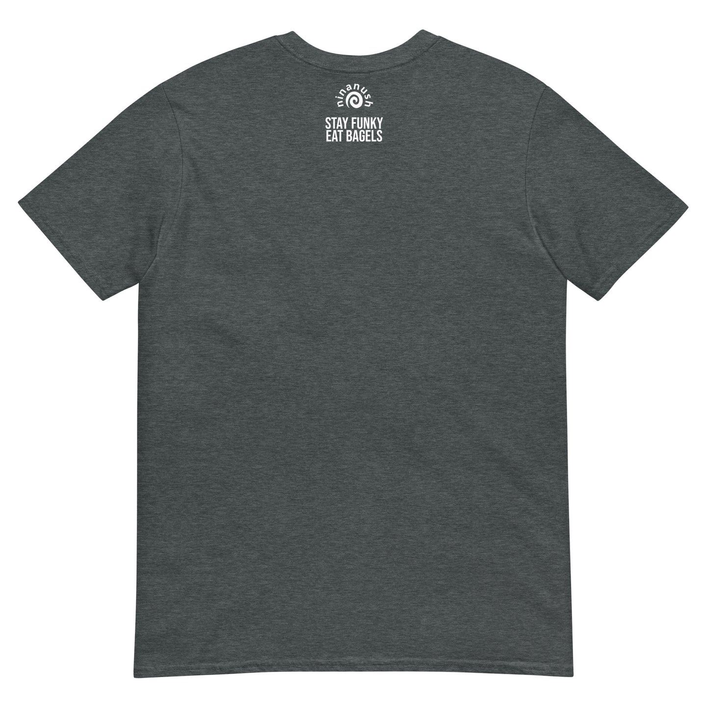 Stay funky eat bagels gray t-shirt for bagel addicts - Calling all bagel babes! Eat your favorite bagel in style in this unisex funny bagel lover t-shirt. It's soft, comfortable and made just for you. If you love bagels, this bagel babe t-shirt is perfect for every day funky foodie street wear. Or give it as a funny gift for bagel enthusiasts and foodies of all kinds.