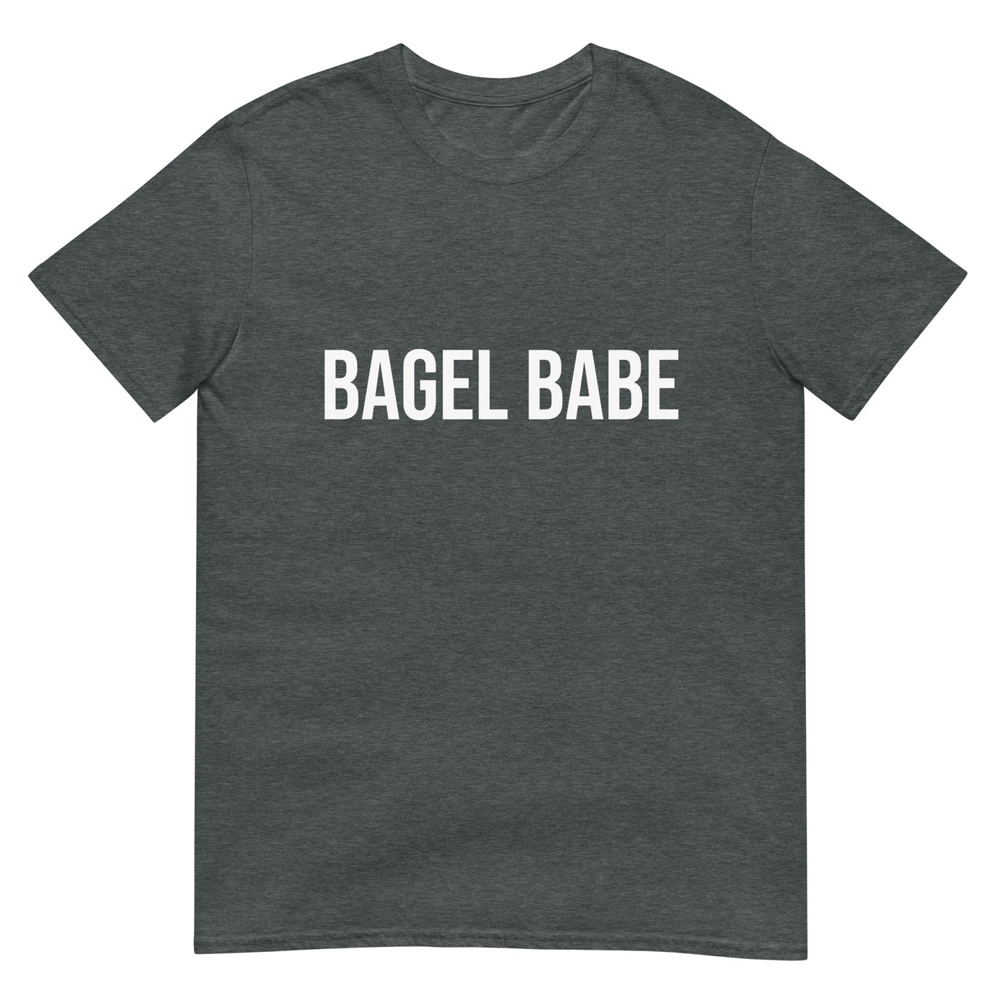 Gray bagel babe t-shirt for bagel lovers and bagel addicts - Calling all bagel babes! Eat your favorite bagel in style in this unisex funny bagel lover t-shirt. It's soft, comfortable and made just for you. If you love bagels, this bagel babe t-shirt is perfect for every day funky foodie street wear. Or give it as a funny gift for bagel enthusiasts and foodies of all kinds.