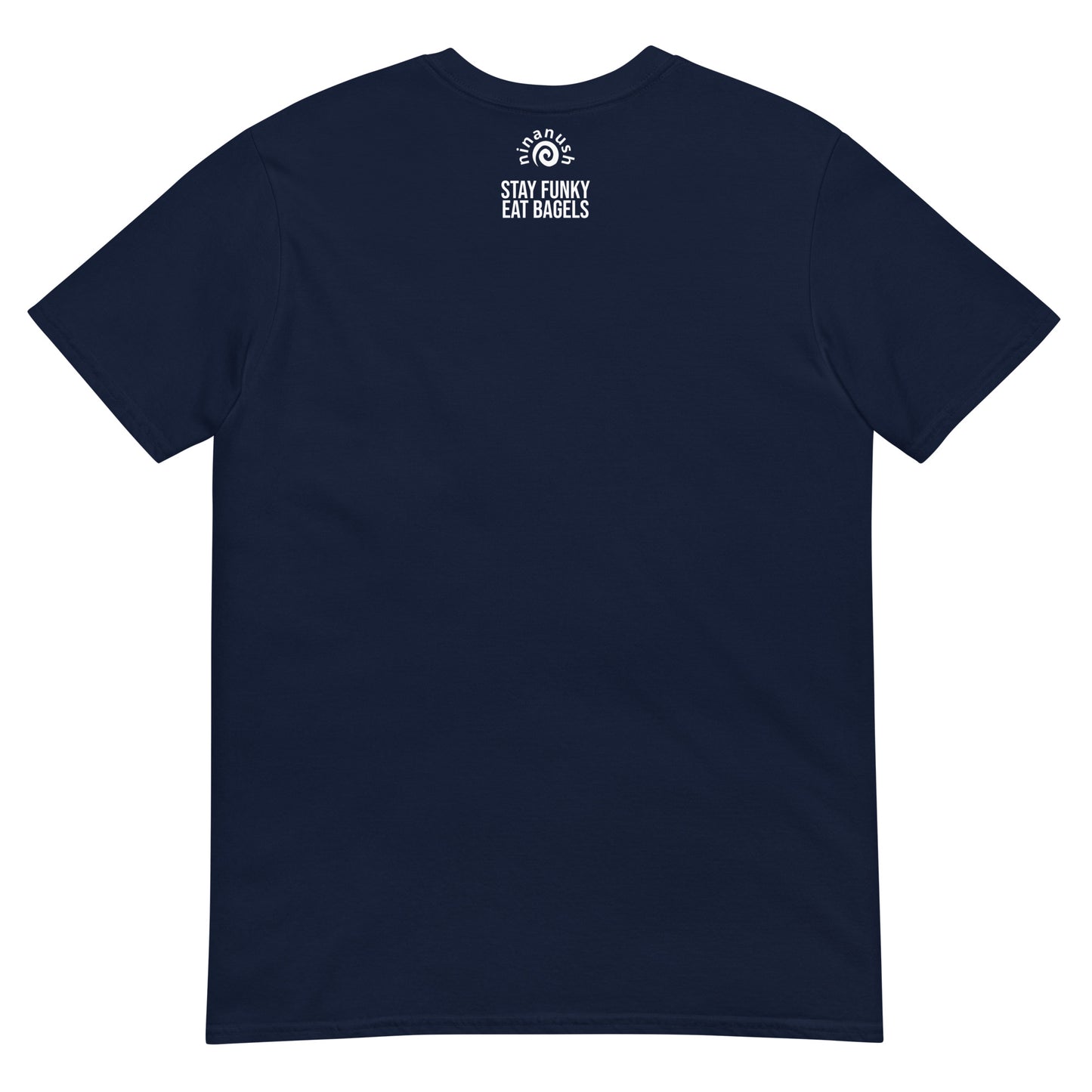 Stay funky eat bagels navy blue bagel shirt - Calling all bagel babes! Eat your favorite bagel in style in this unisex funny bagel lover t-shirt. It's soft, comfortable and made just for you. If you love bagels, this bagel babe t-shirt is perfect for every day funky foodie street wear. Or give it as a funny gift for bagel enthusiasts and foodies of all kinds.