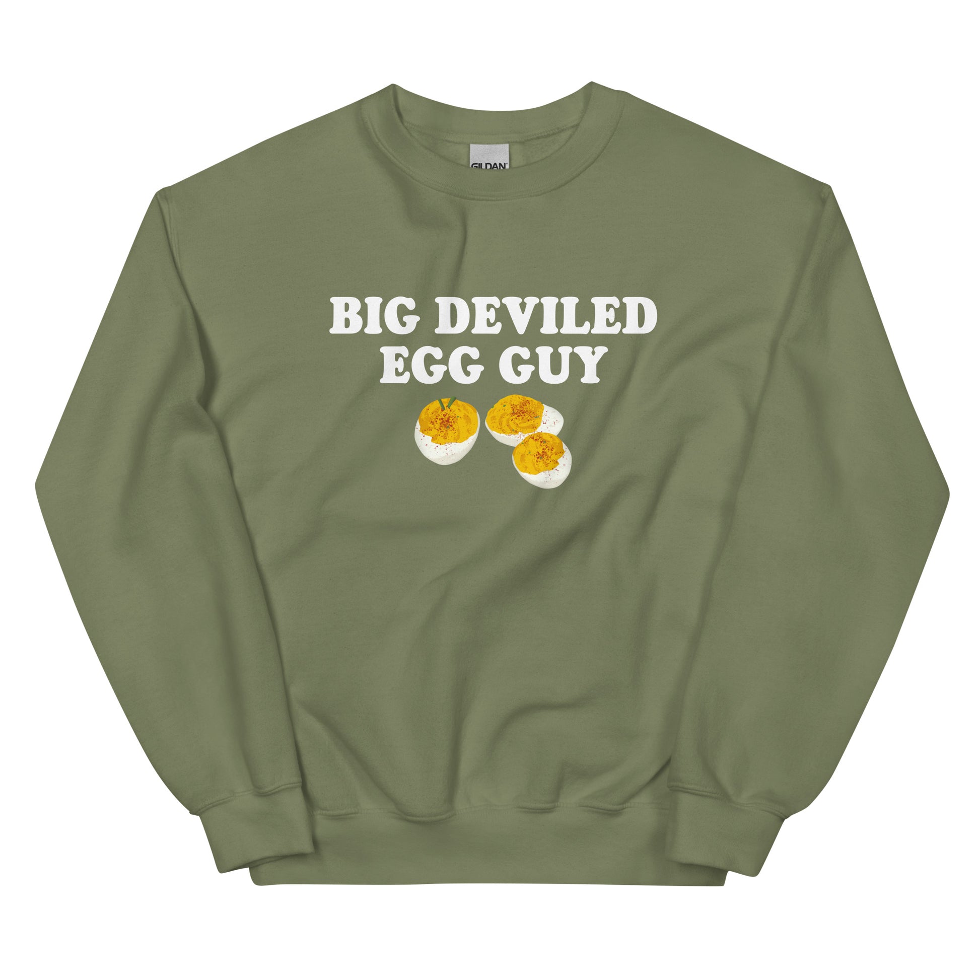 Army Green Big Deviled Egg Guy Sweatshirt