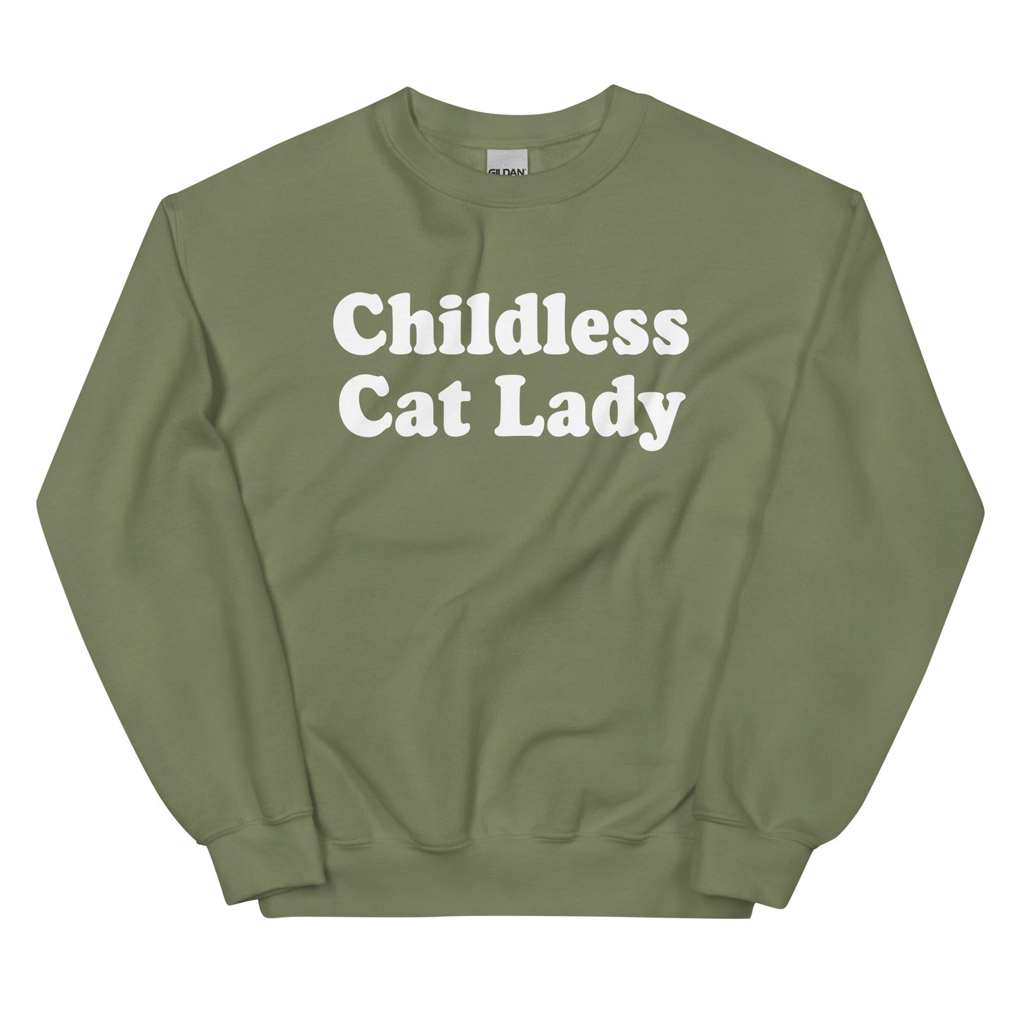 Army Green Childless Cat Lady Crewneck Sweatshirt