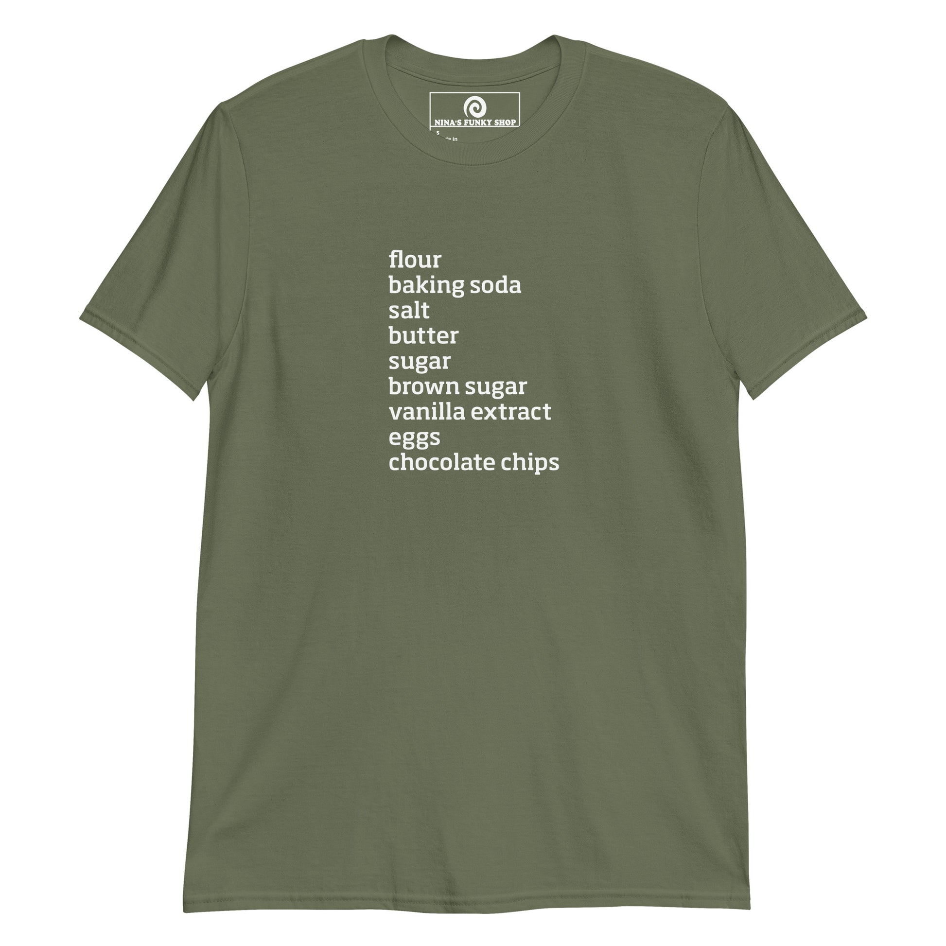 Army Green Chocolate Chip Cookie Ingredients T-Shirt