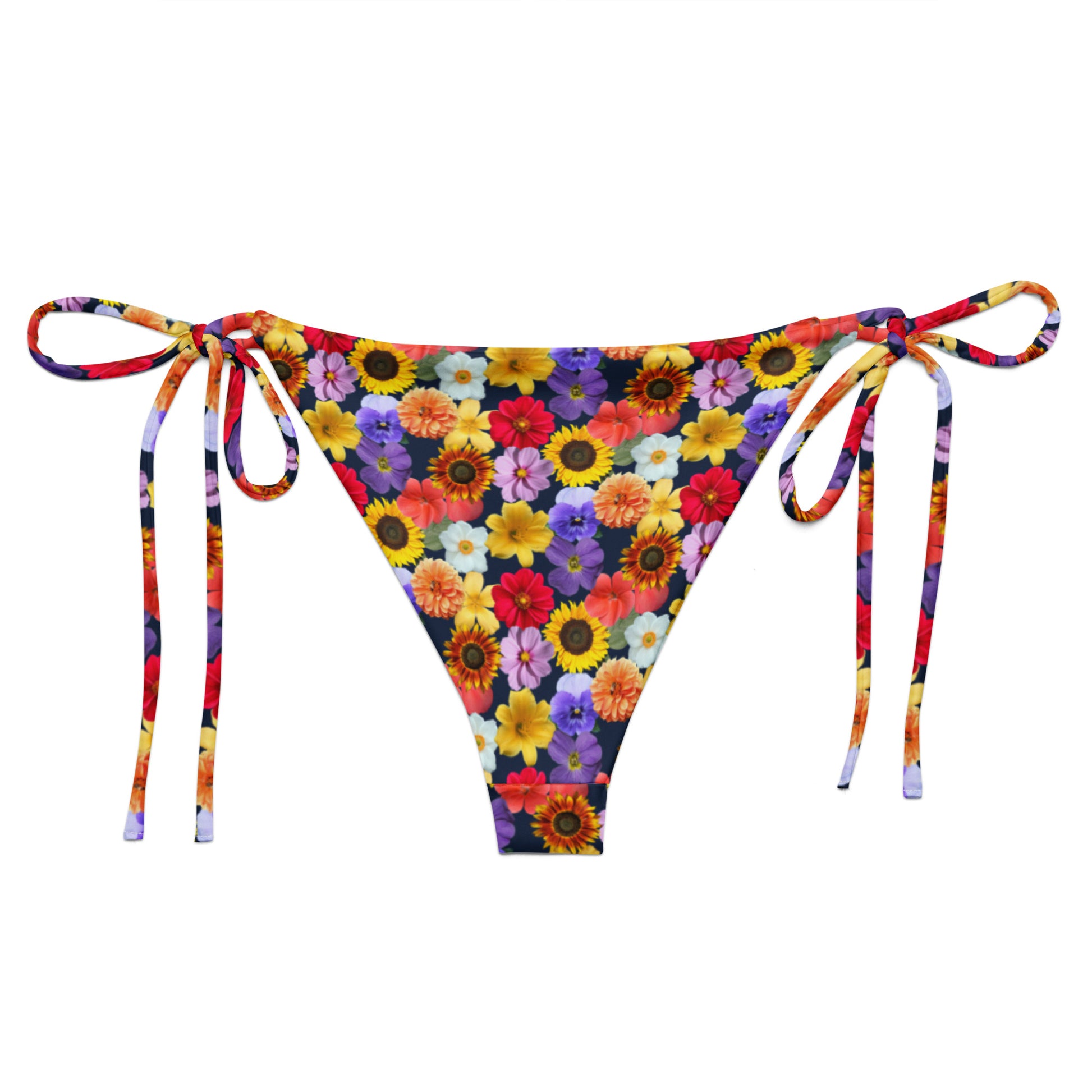 Back of Eco Friendly Colorful Flowers Bikini Bottom