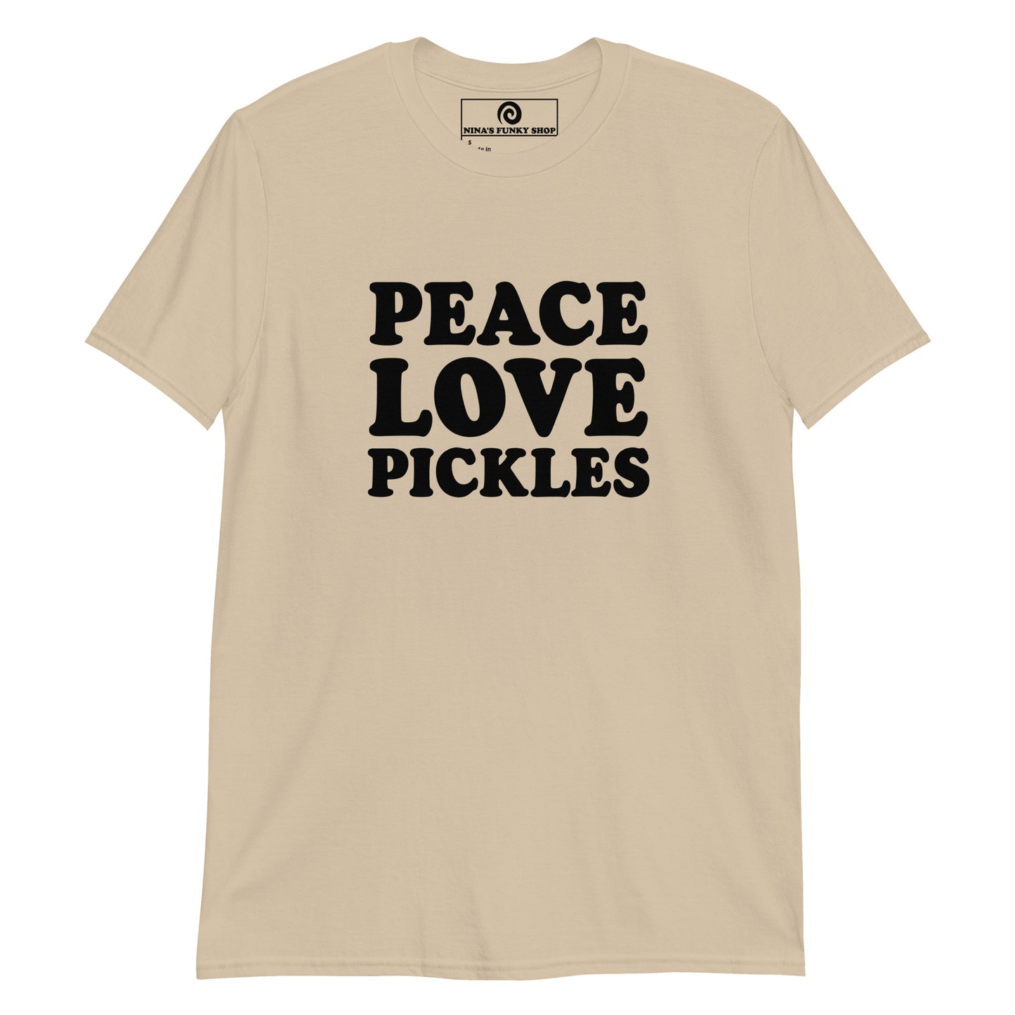 Beige Peace Love Pickles T-Shirt