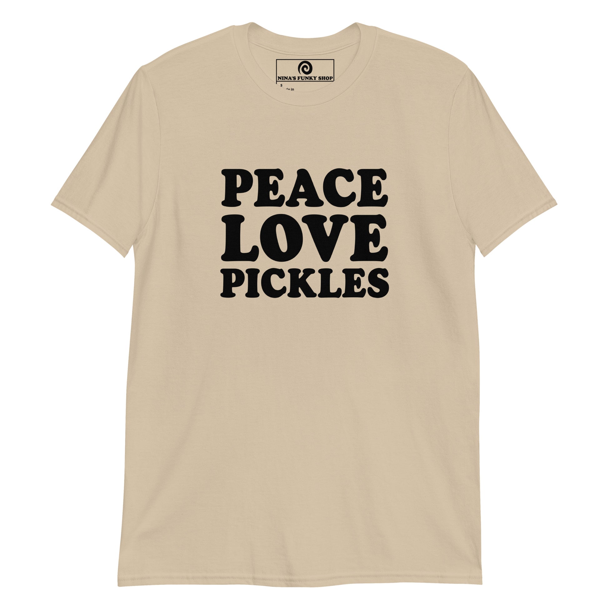 Beige Peace Love Pickles T-Shirt