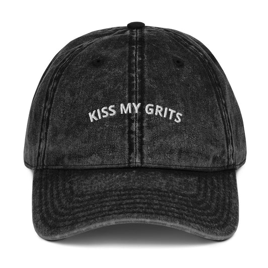 Black Kiss My Grits Vintage Dad Hat