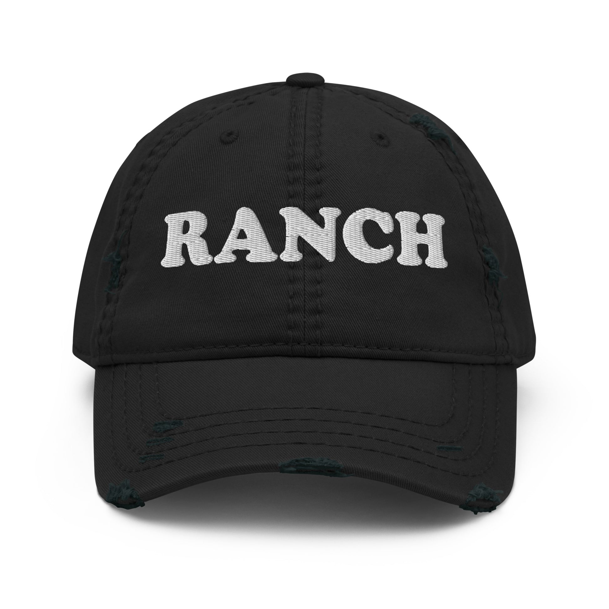 Black Ranch Distressed Dad Hat