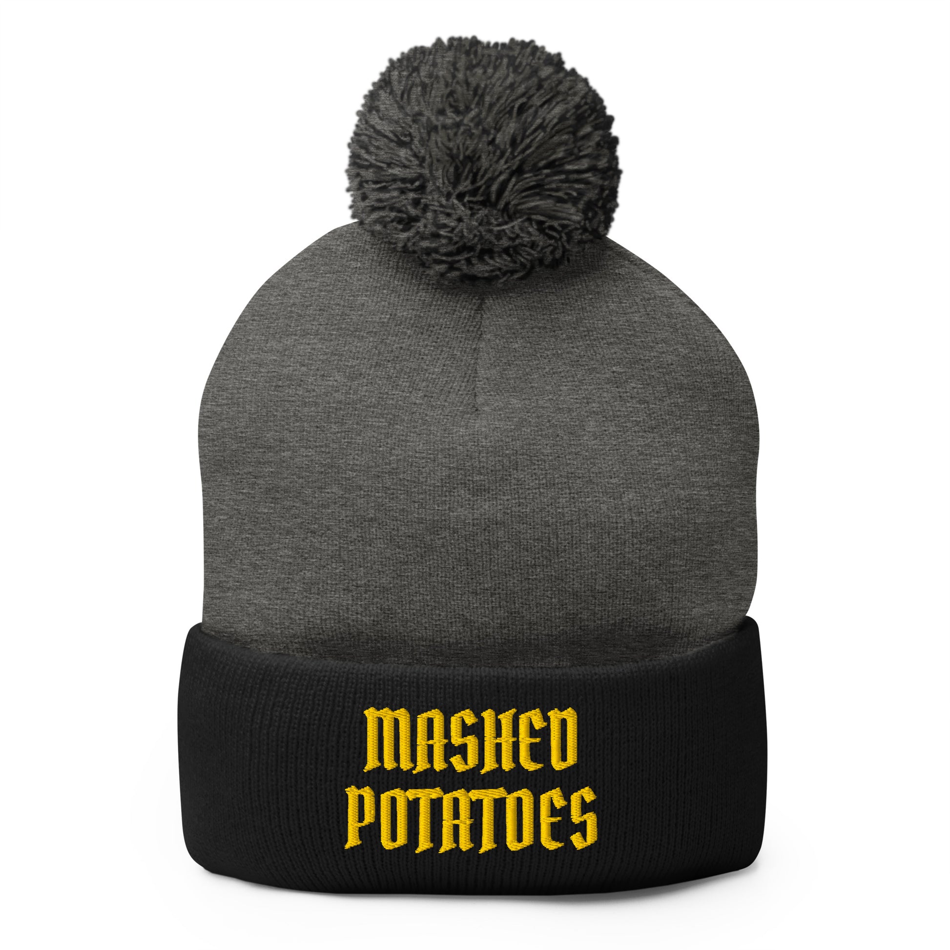Black and Gray Old Fashioned Mashed Potatoes Beanie