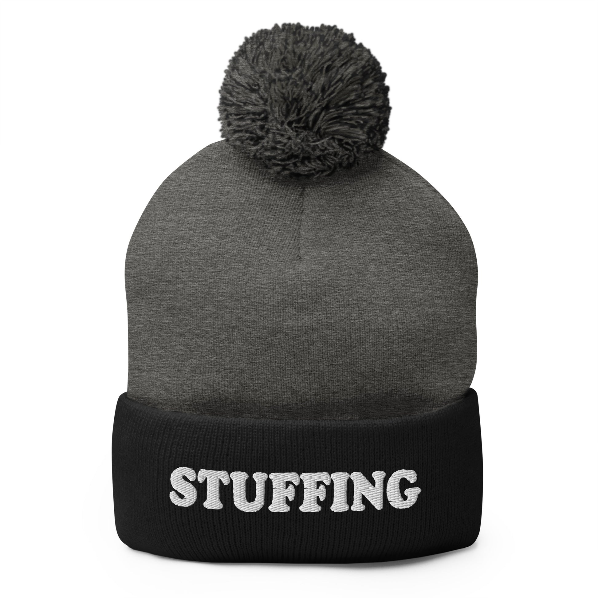 Black and Gray Stuffing Beanie