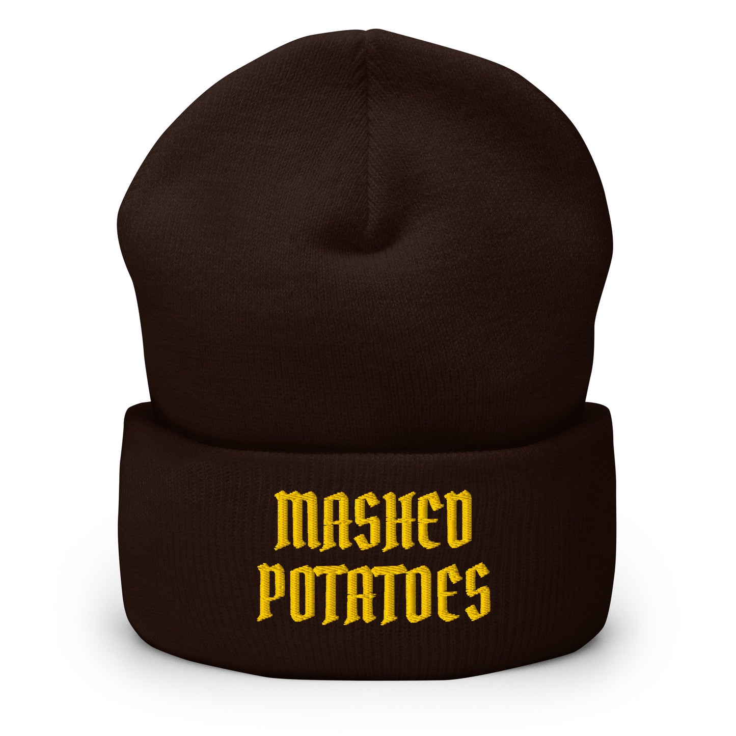 Brown Old Fashion Mashed Potatoes Cuffed Beanie