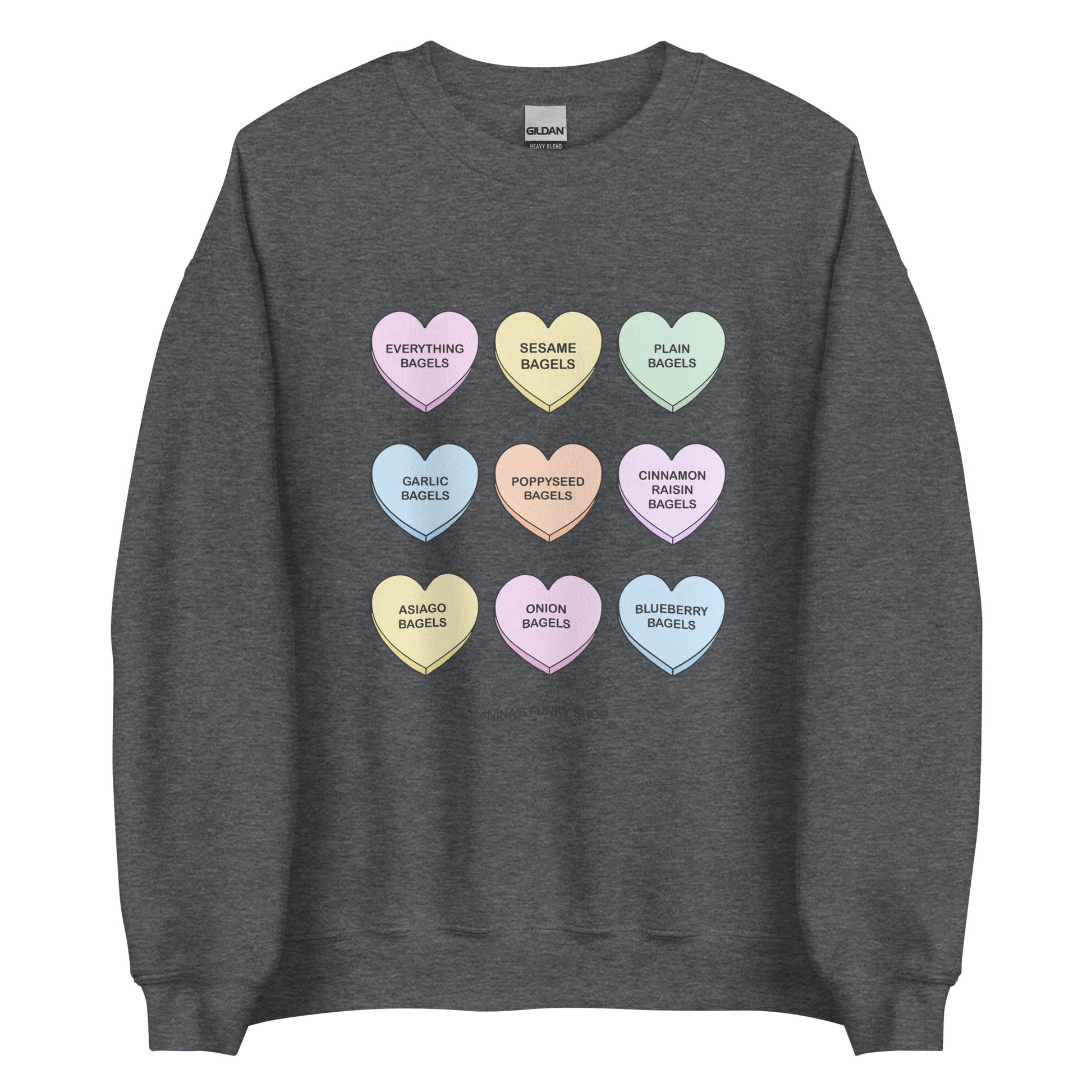 Dark Gray Bagels Valentine Hearts Sweatshirt