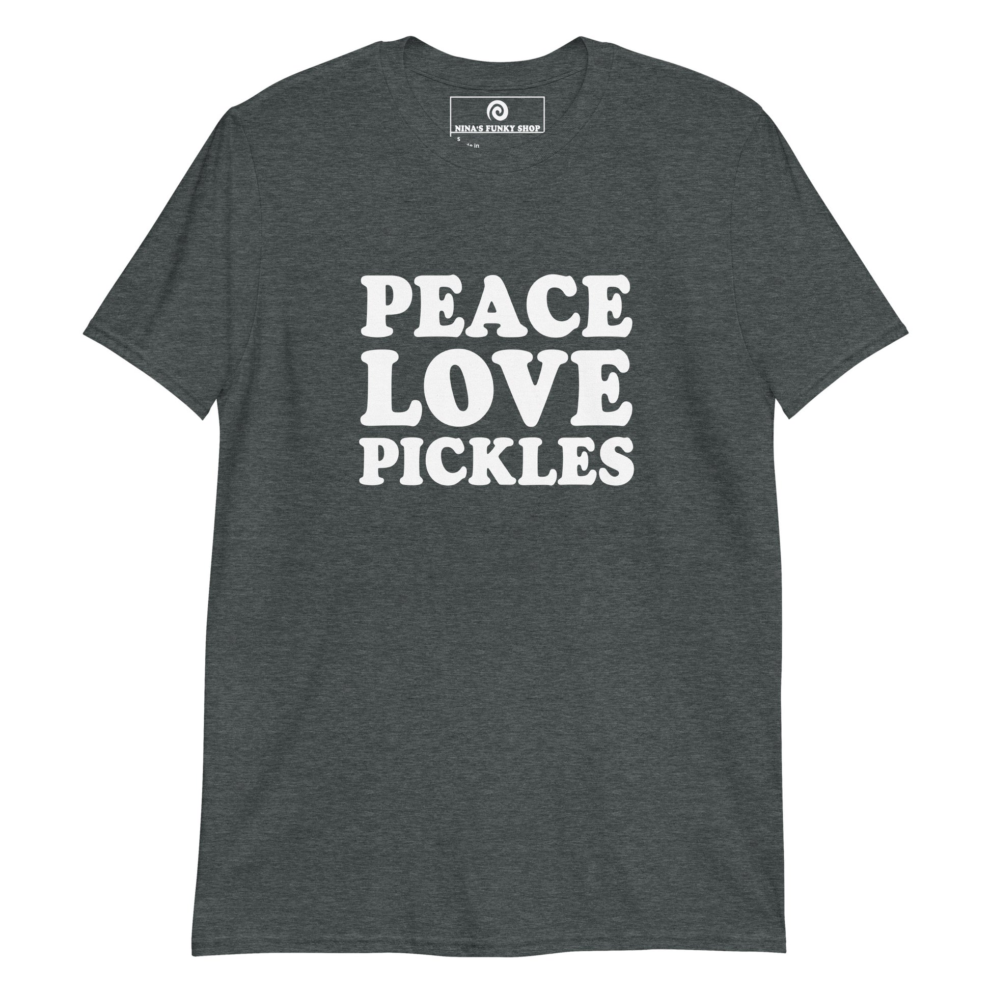 Dark Gray Peace Love Pickles T-Shirt