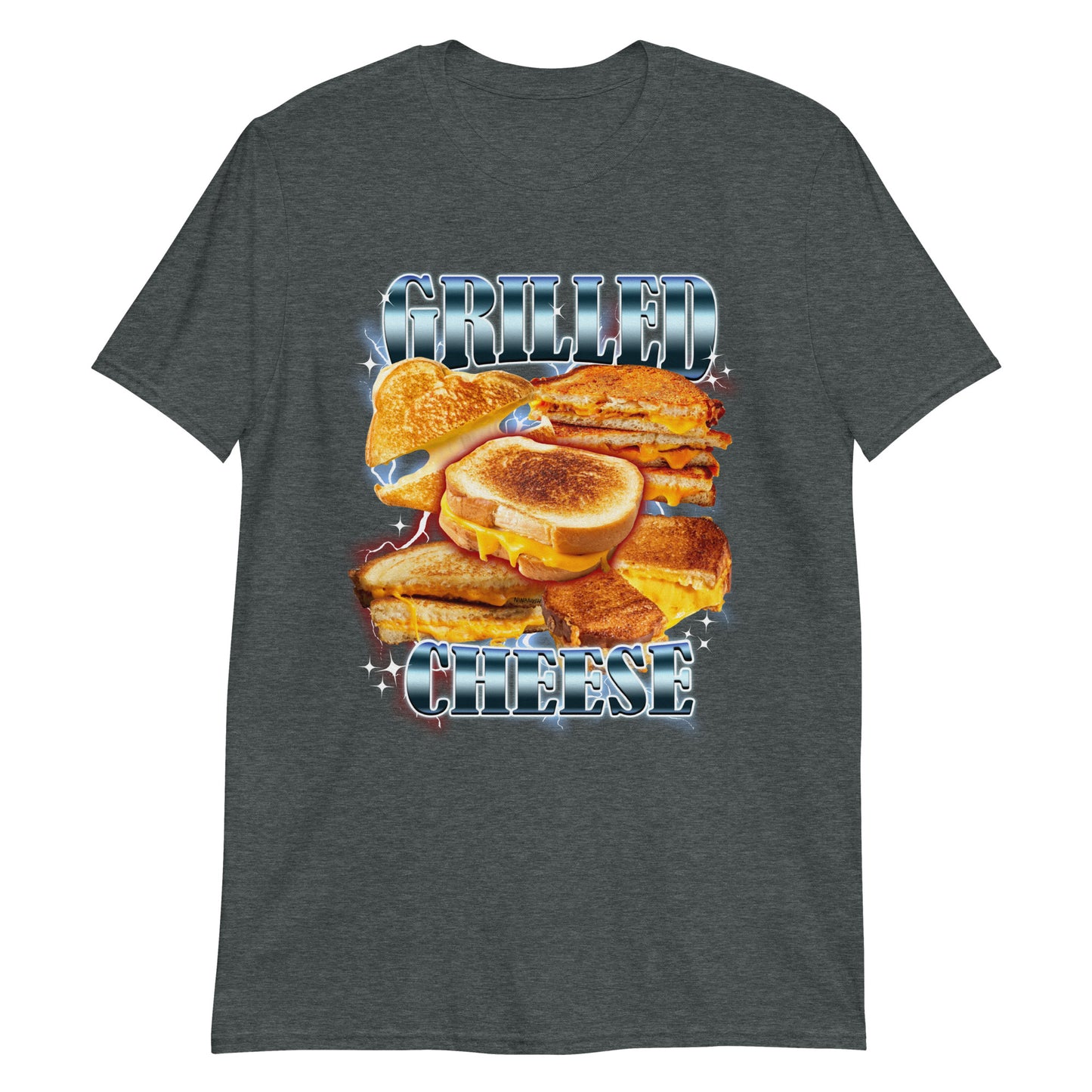 Gray 90s Bootleg Grilled Cheese T-Shirt