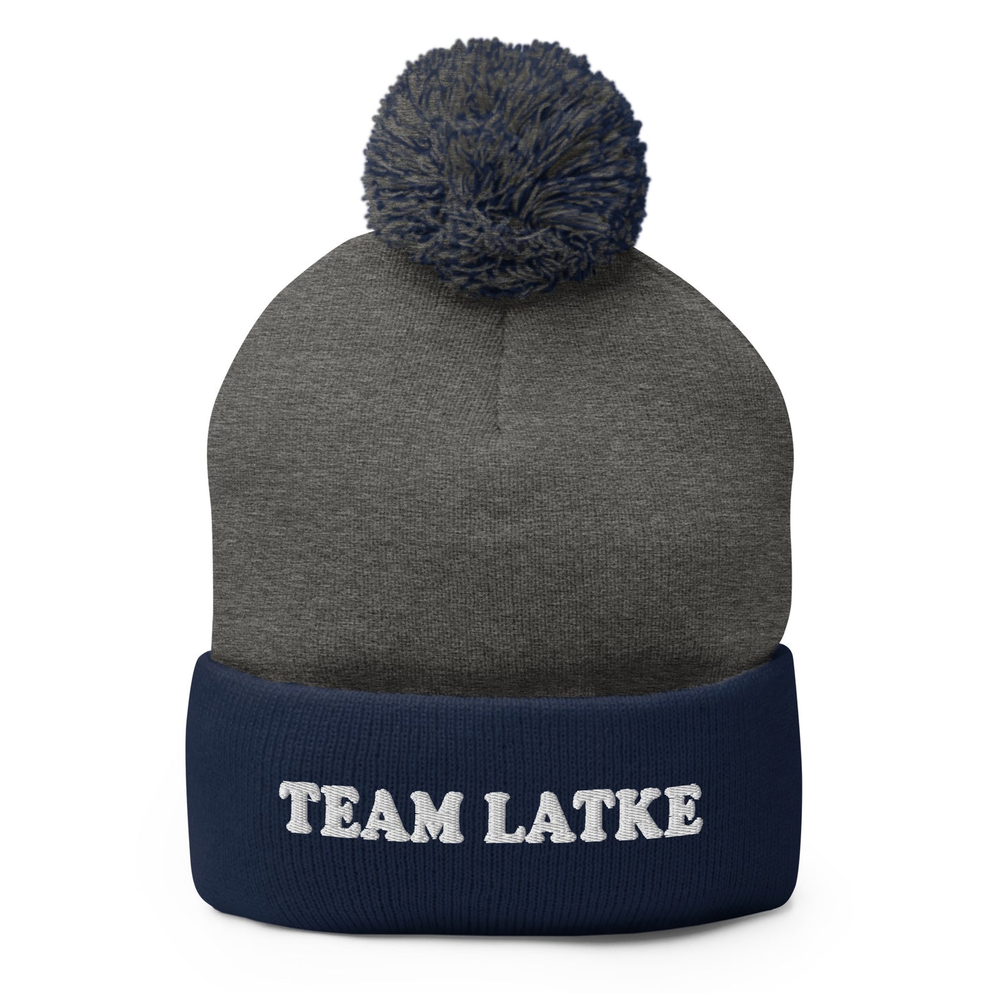 Gray and Navy Team Latke Hanukkah Beanie