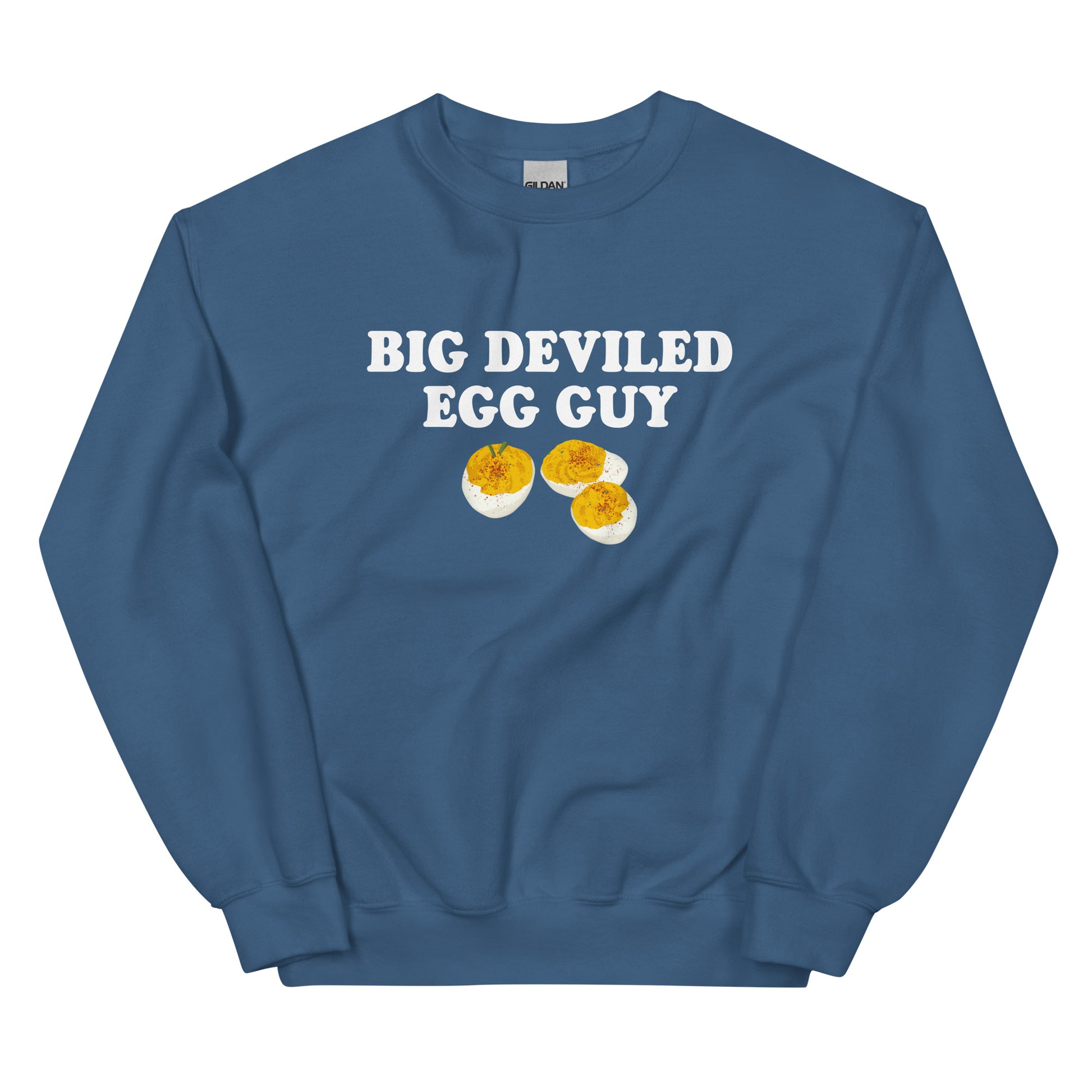 Indigo Blue Big Deviled Egg Guy Sweatshirt