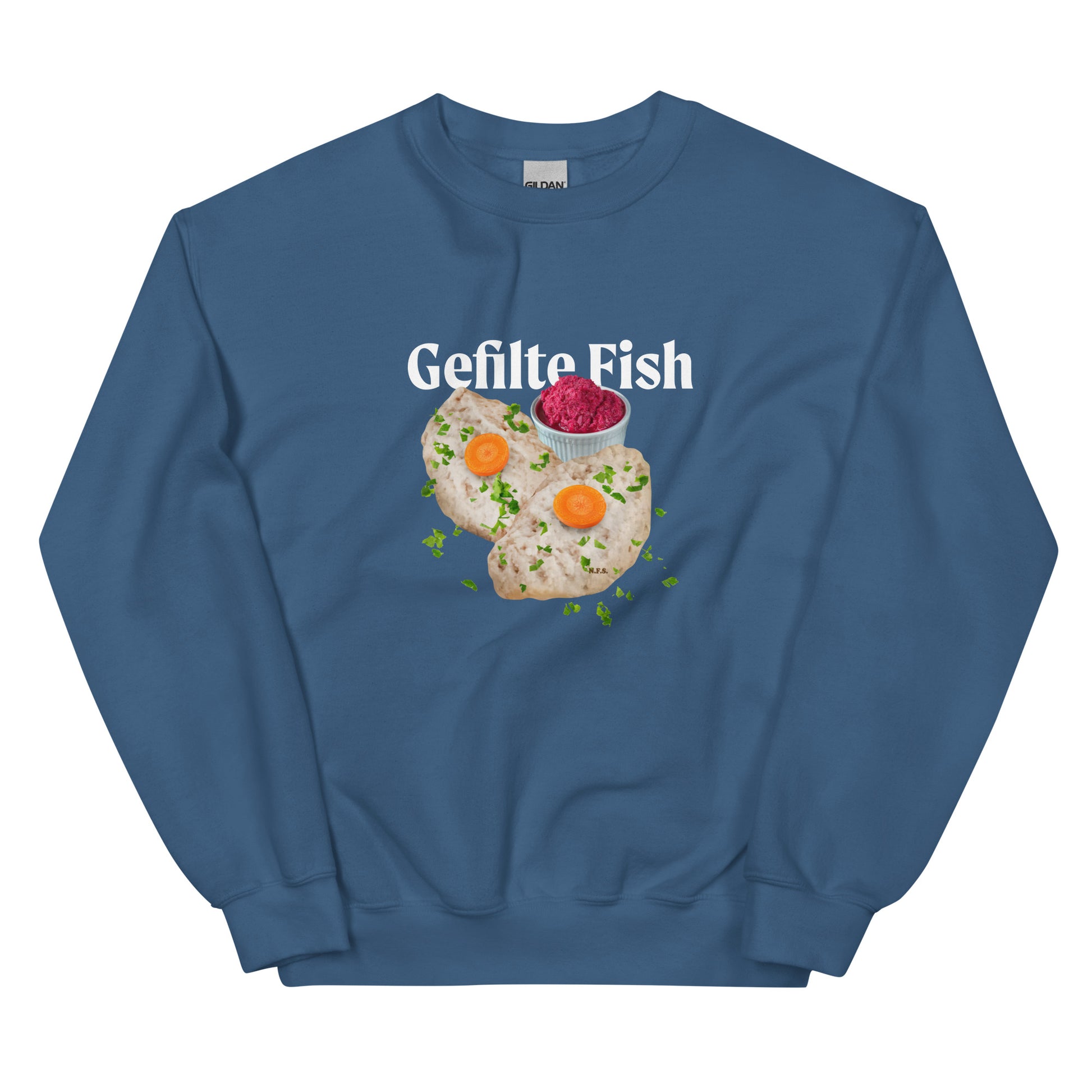 Indigo Blue Gefilte Fish Design Sweatshirt