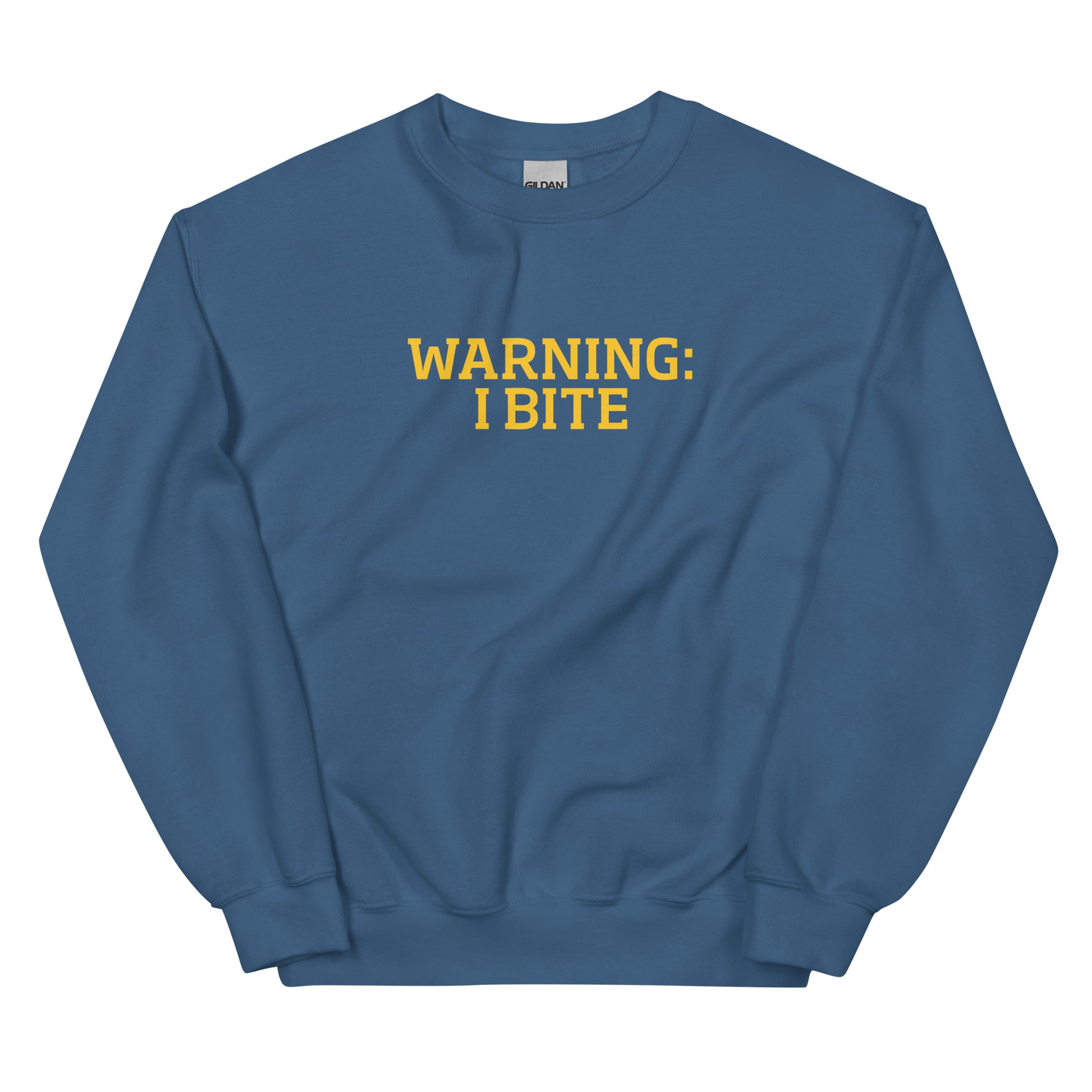 Indigo Blue Warning: I Bite Sweatshirt