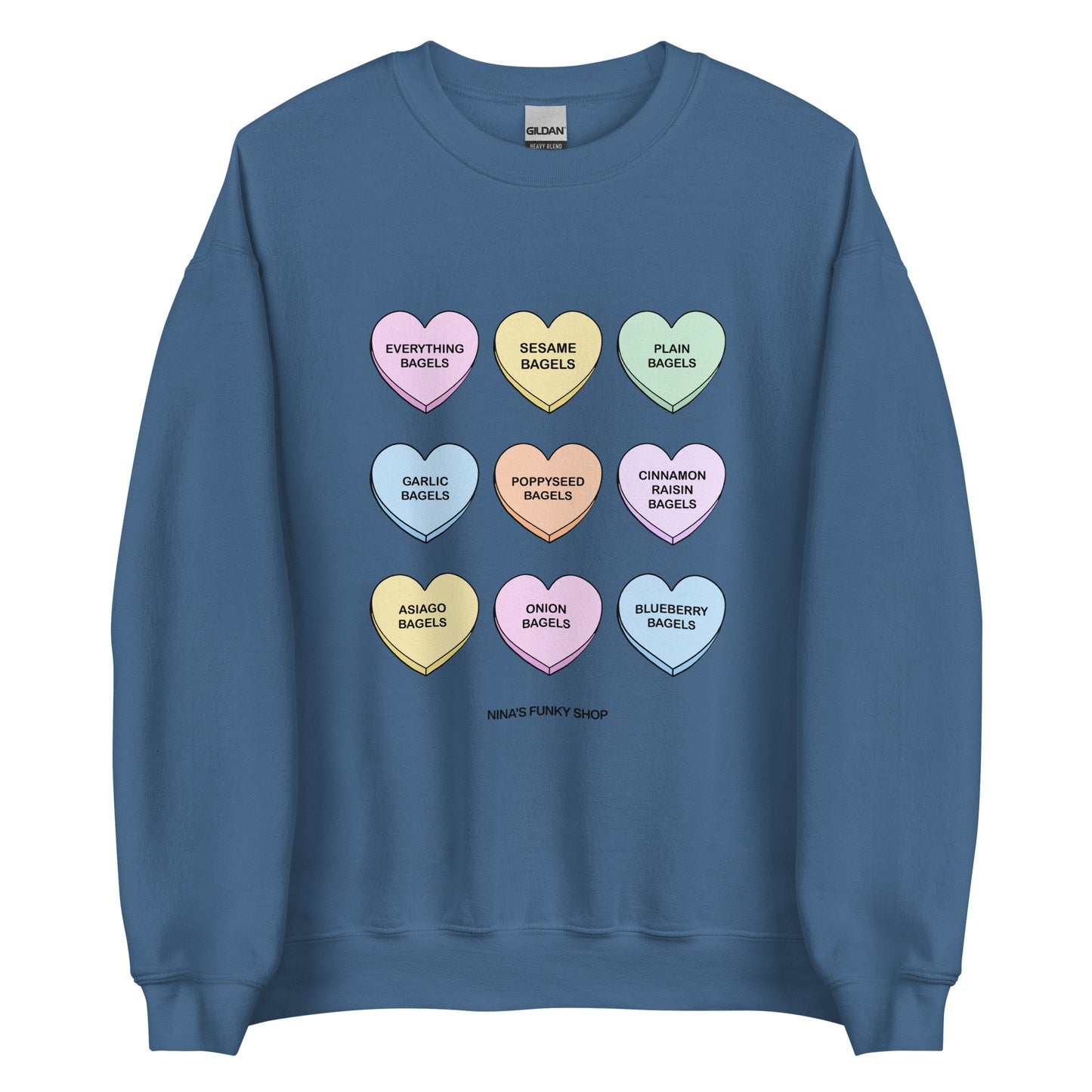 Indigo Blue Bagels Valentine Hearts Sweatshirt