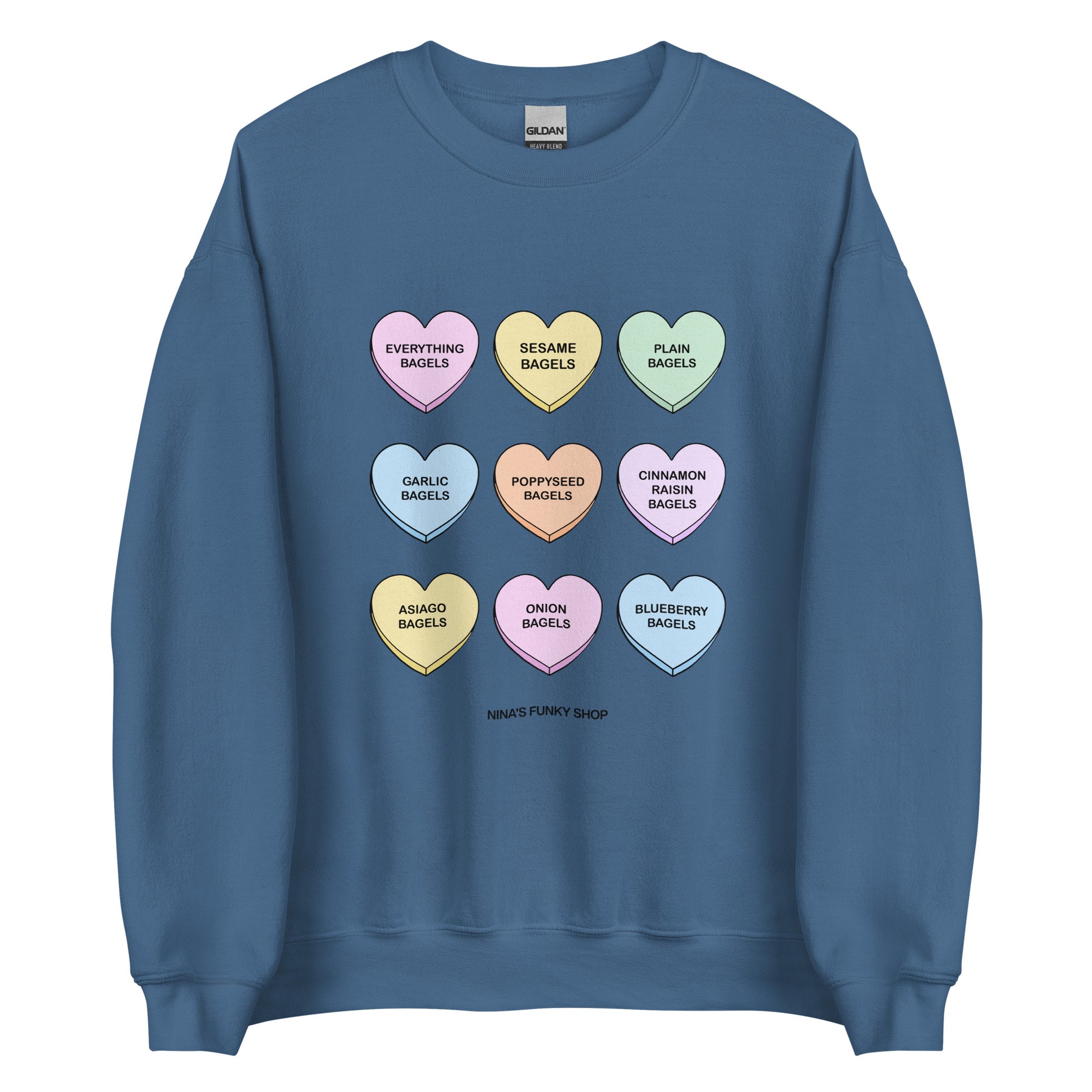 Indigo Blue Bagels Valentine Hearts Sweatshirt