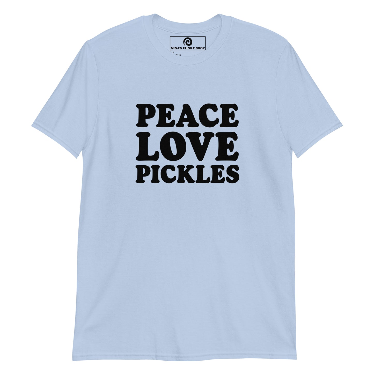 Light Blue Peace Love Pickles T-Shirt