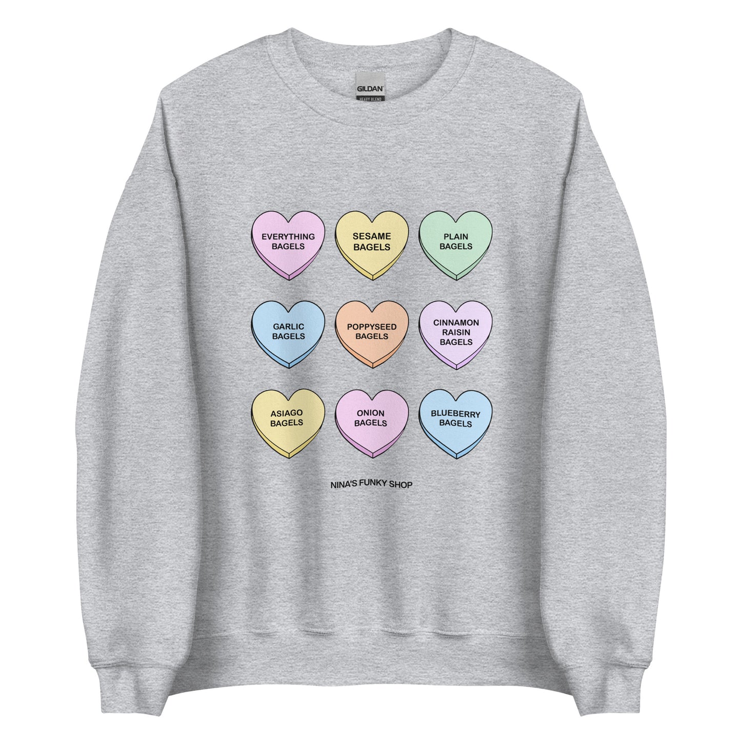 Light Gray Bagels Valentine Hearts Sweatshirt