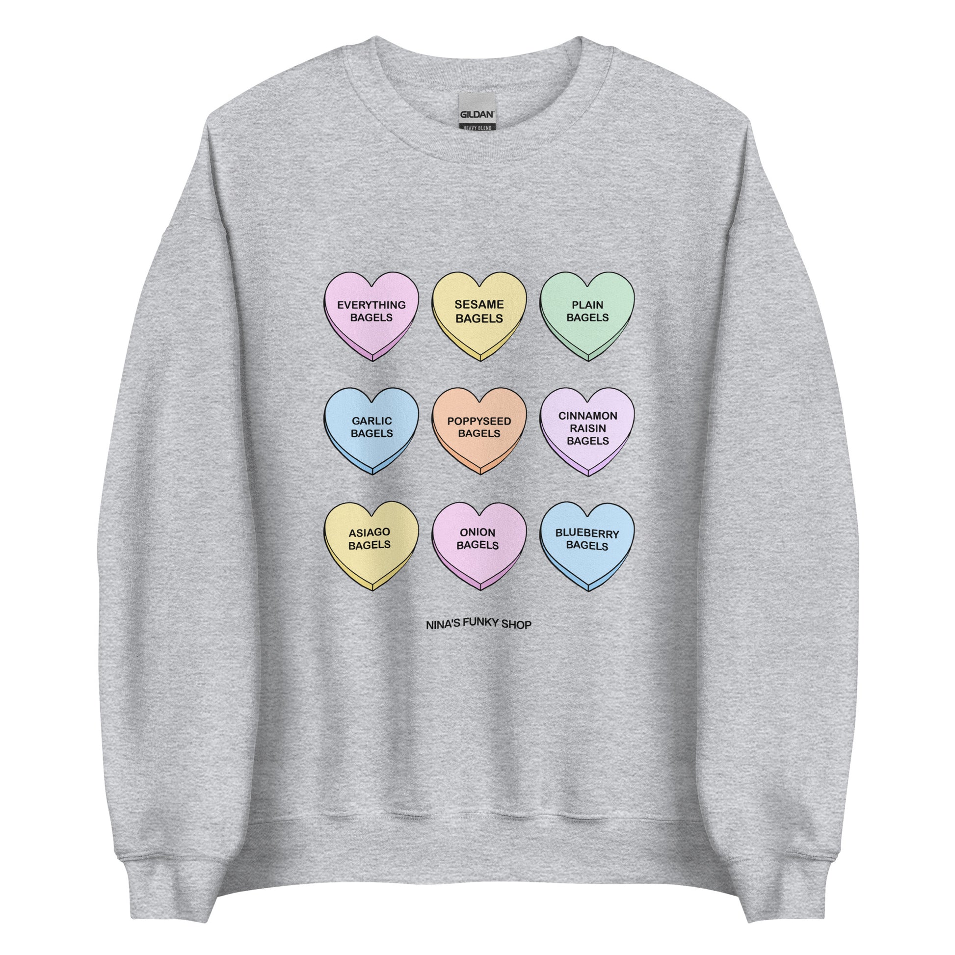 Light Gray Bagels Valentine Hearts Sweatshirt