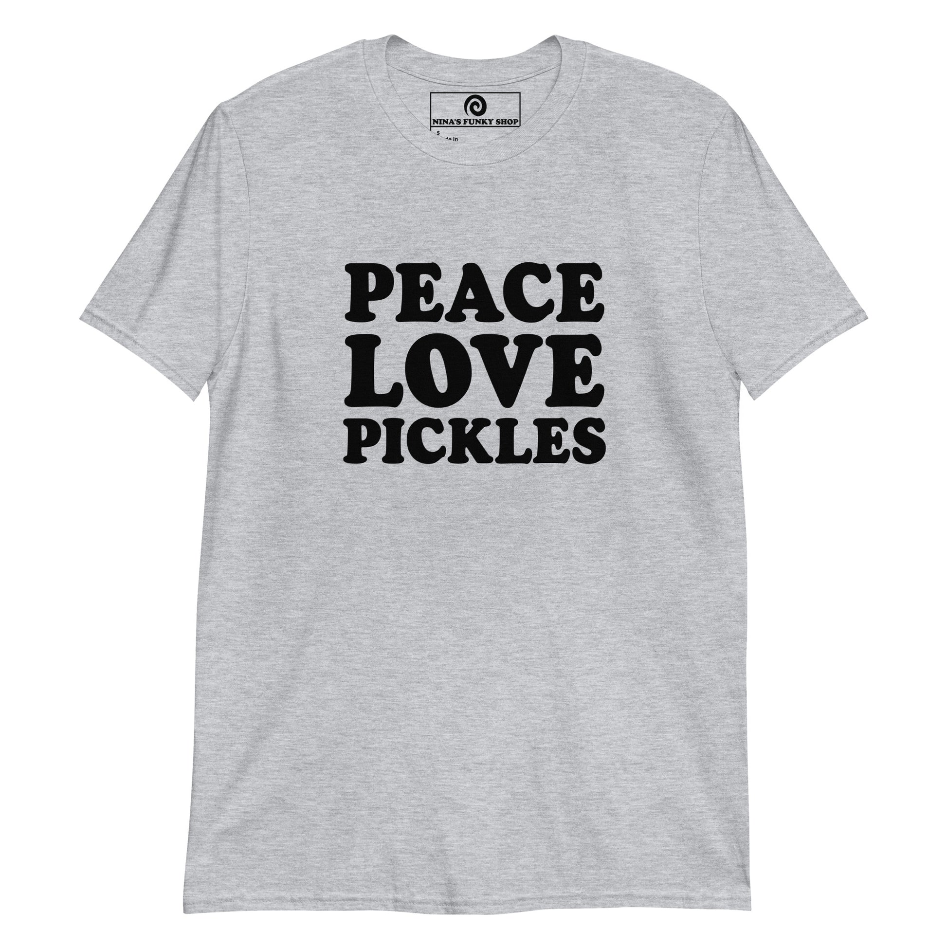 Light Gray Peace Love Pickles T-Shirt