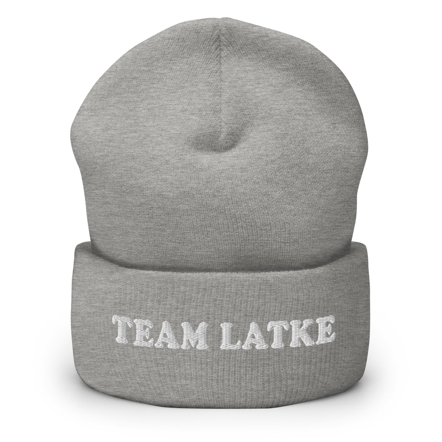 Light Gray Team Latke Cuffed Beanie