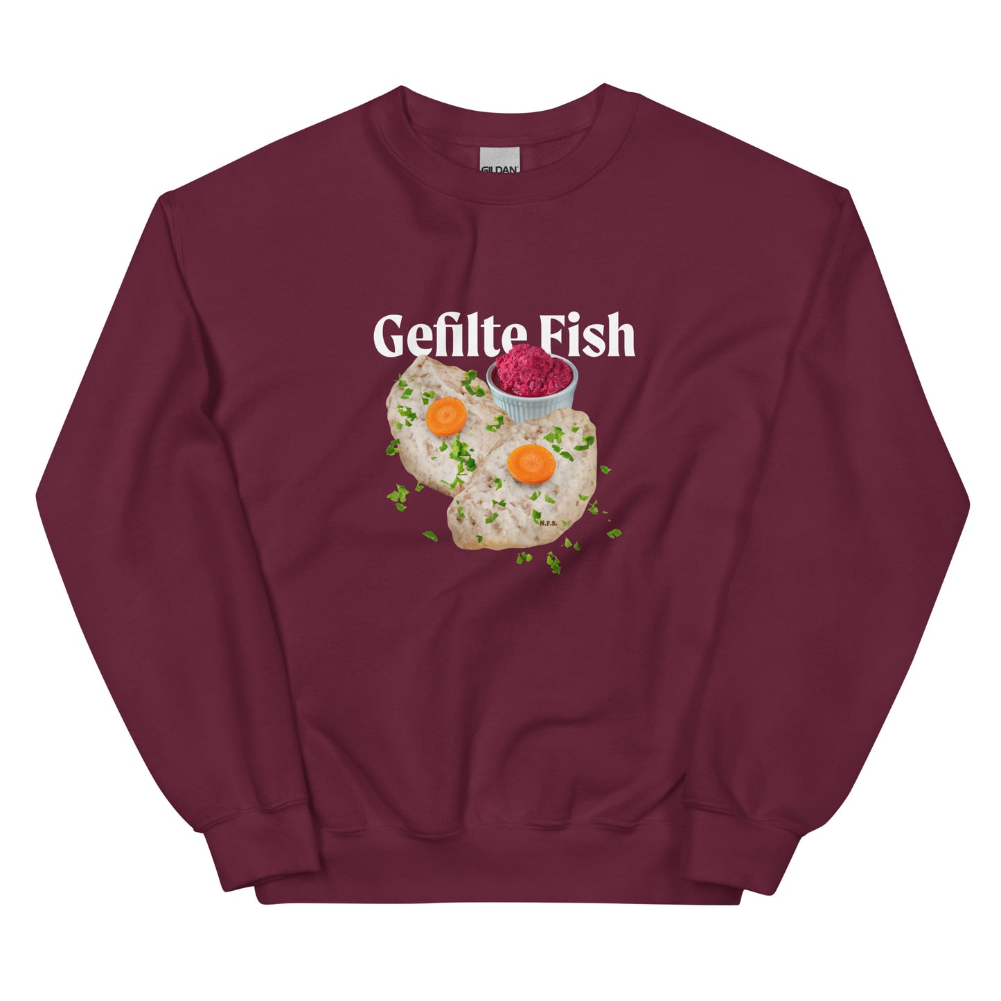 Maroon Gefilte Fish Design Sweatshirt