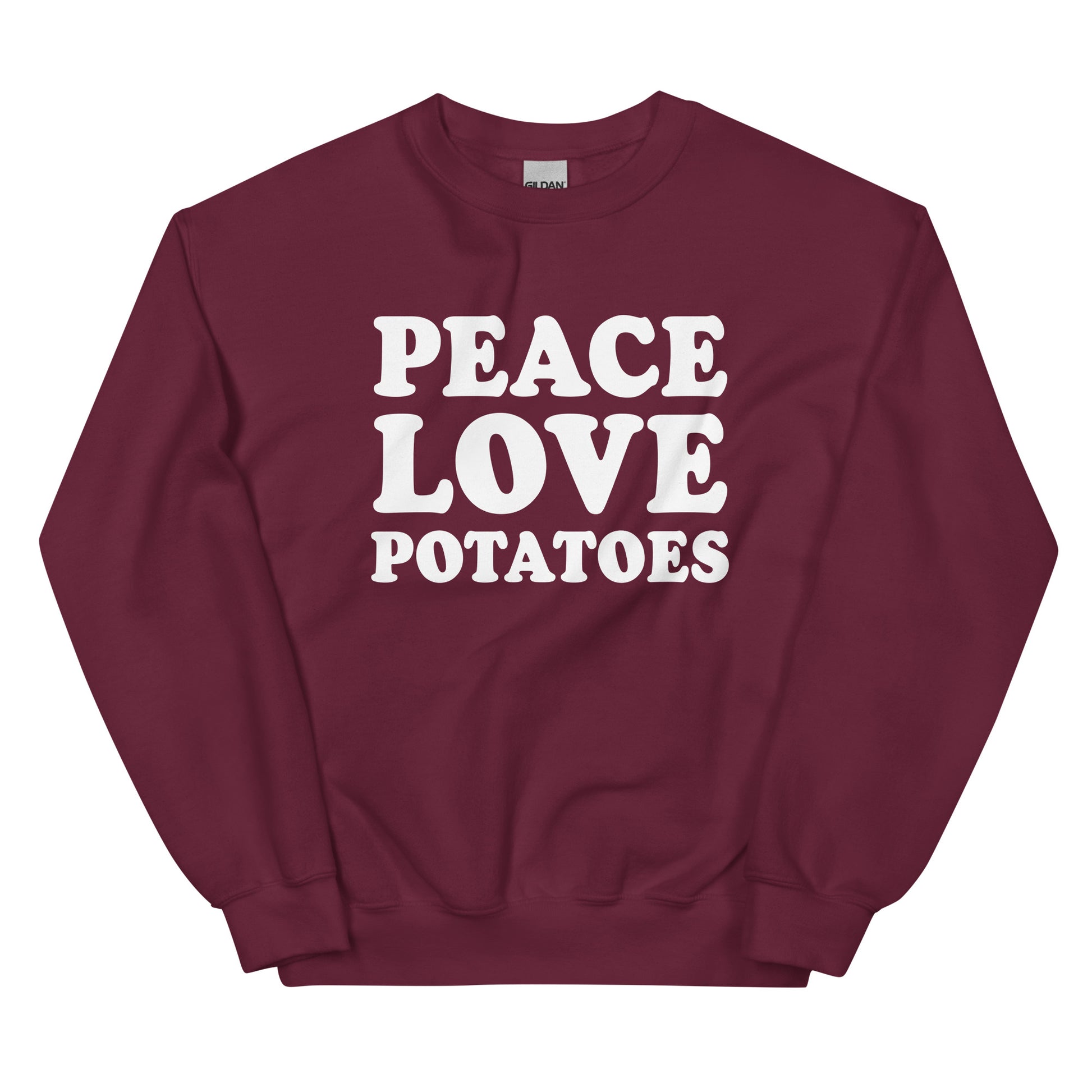 Maroon Peace Love Potatoes Sweatshirt