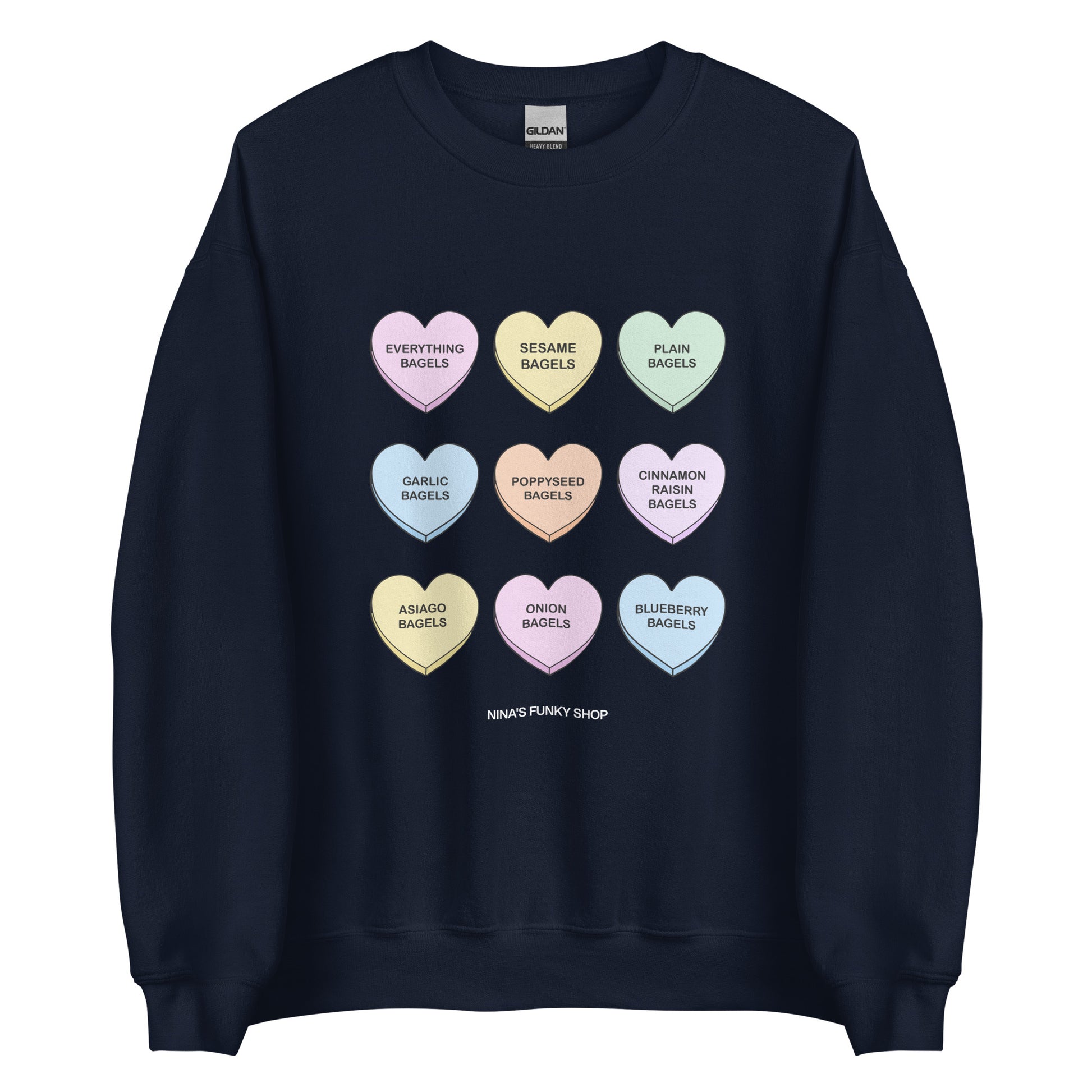 Navy Bagels Valentine Hearts Sweatshirt