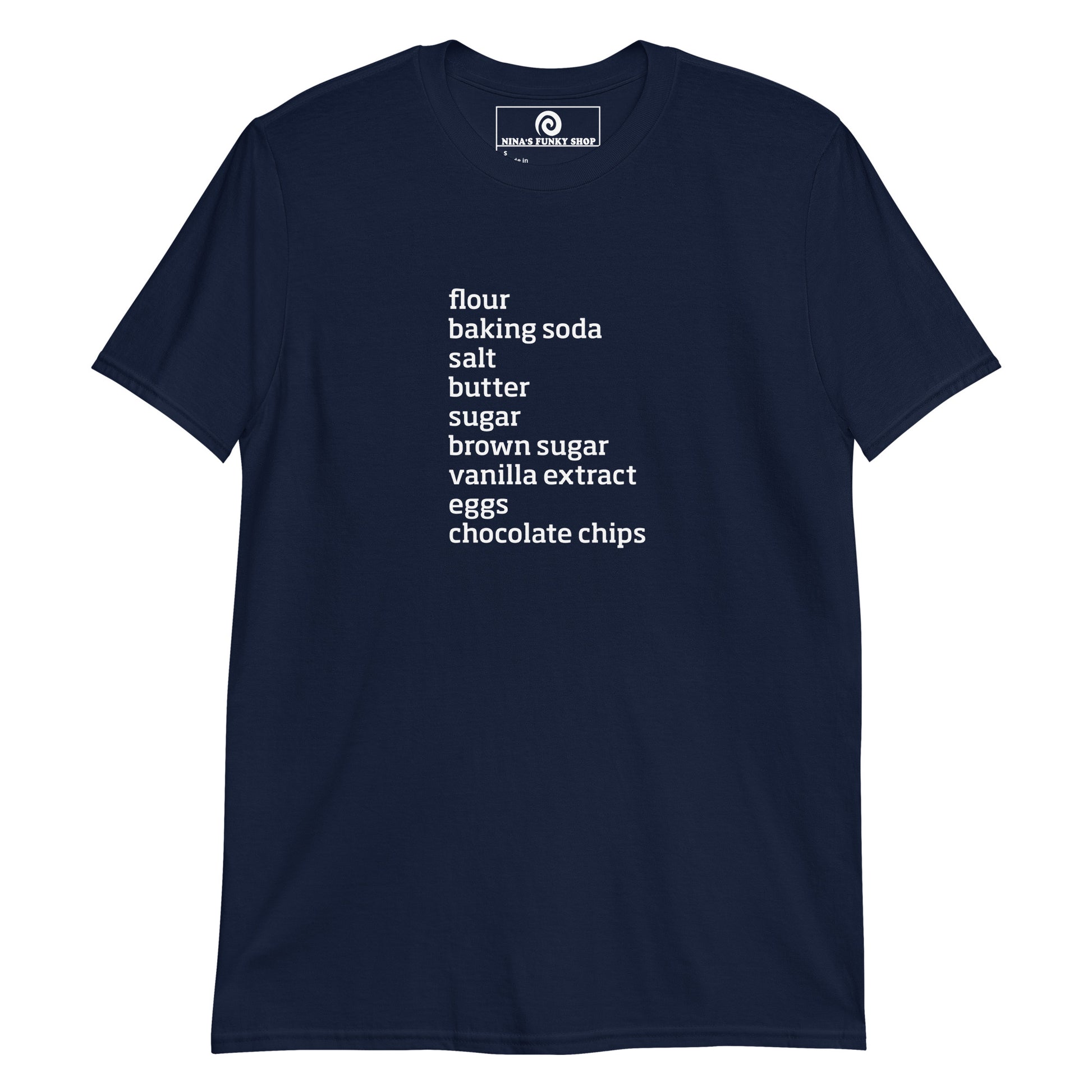 Navy Chocolate Chip Cookie Ingredients T-Shirt