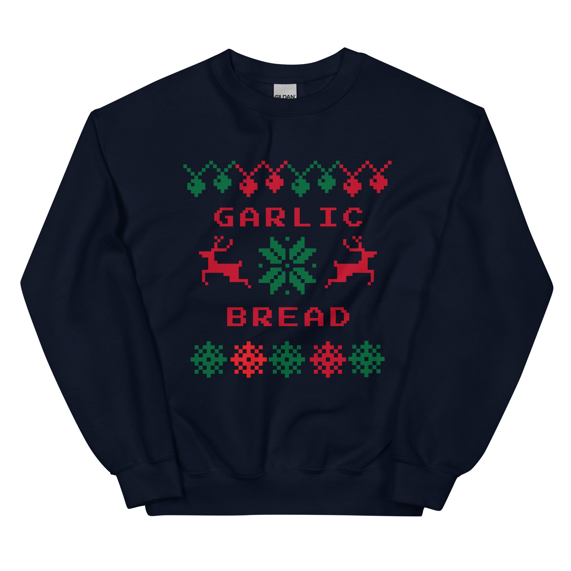 Navy Garlic Bread Christmas Sweatshirt