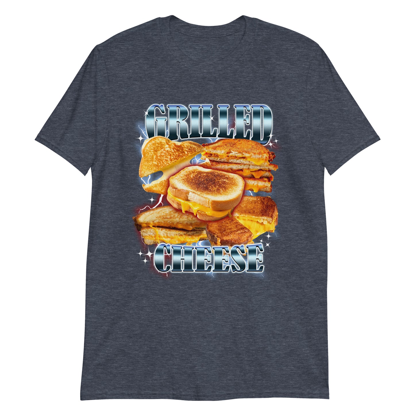 Navy Heather 90s Bootleg Grilled Cheese T-Shirt