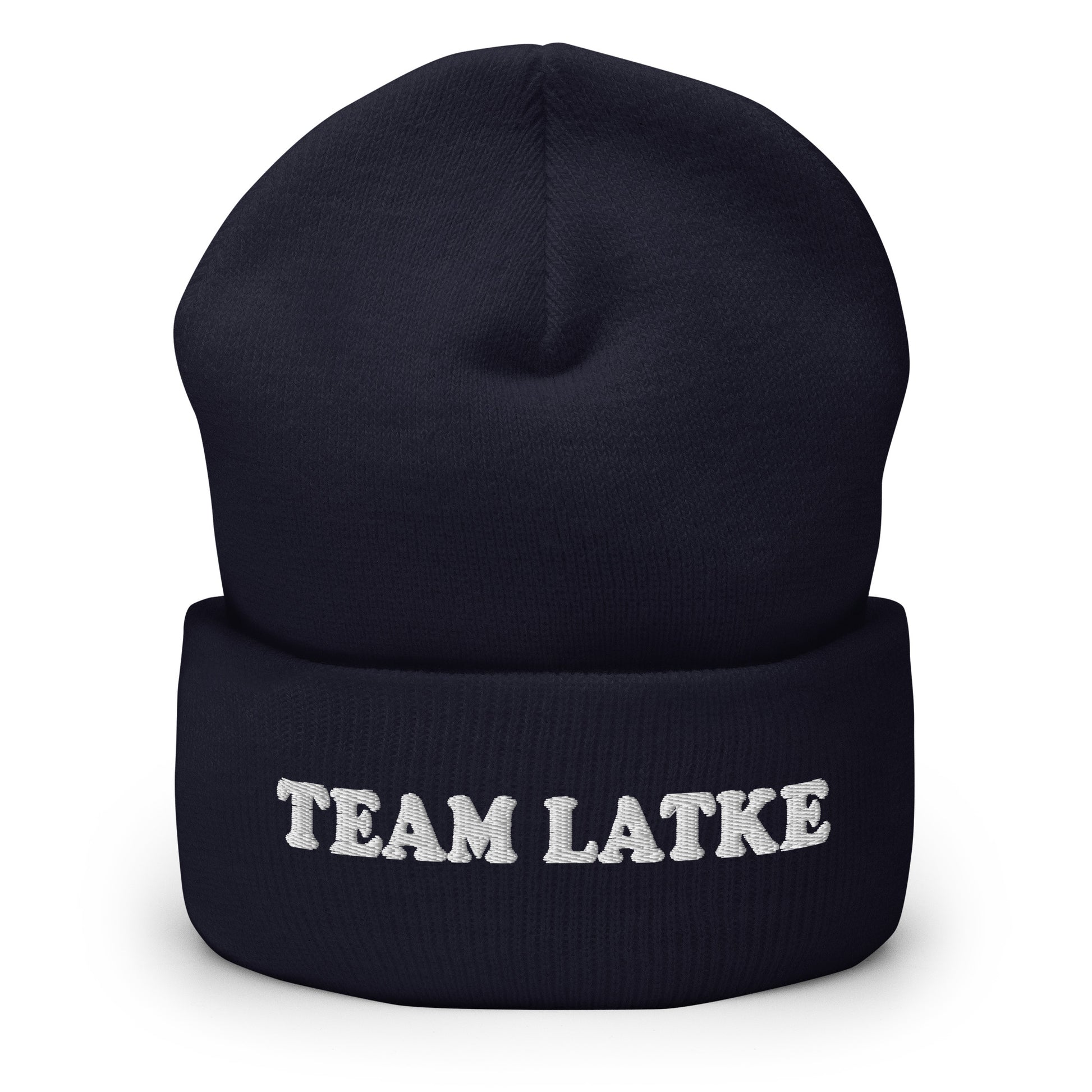 Navy Team Latke Cuffed Beanie