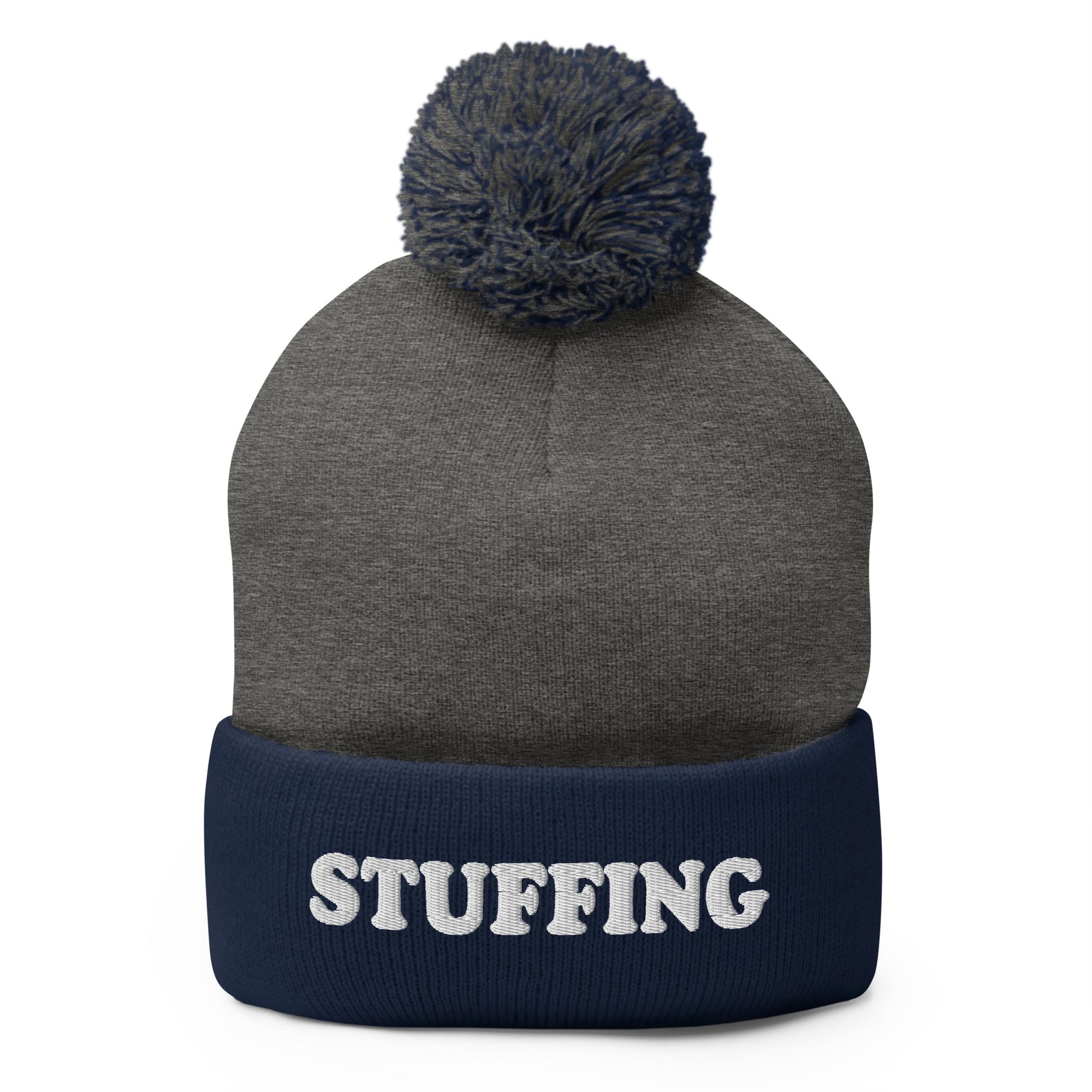 Navy and Gray Stuffing Beanie