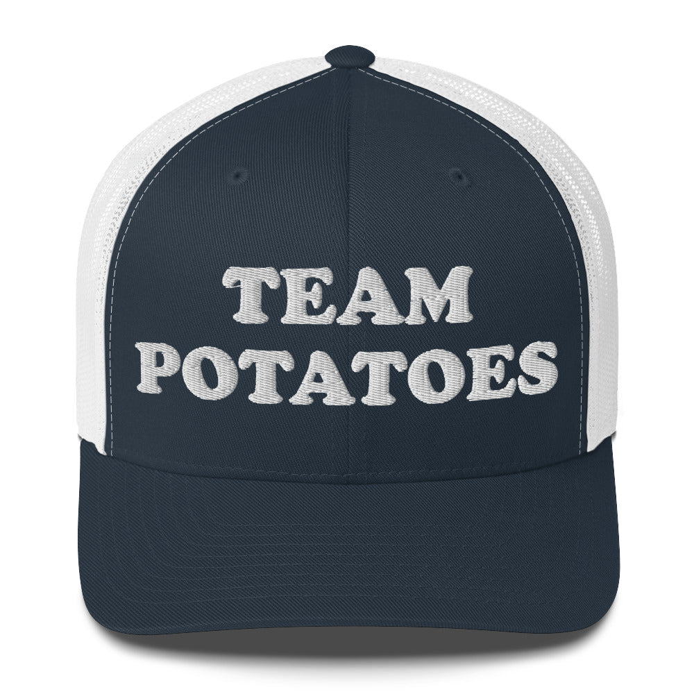 Navy and white Team Potatoes Trucker Hat