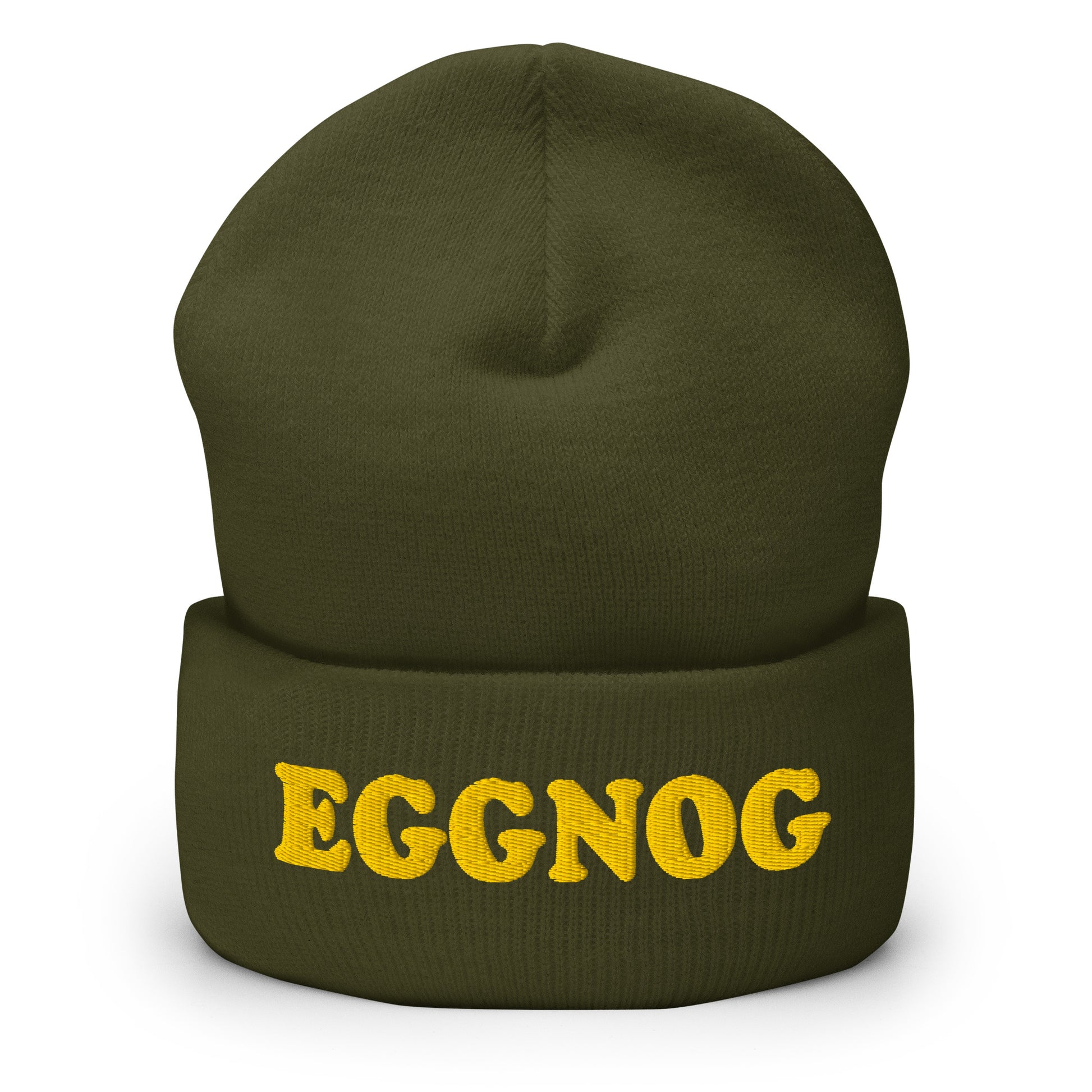 Olive Green Eggnog Cuffed Beanie