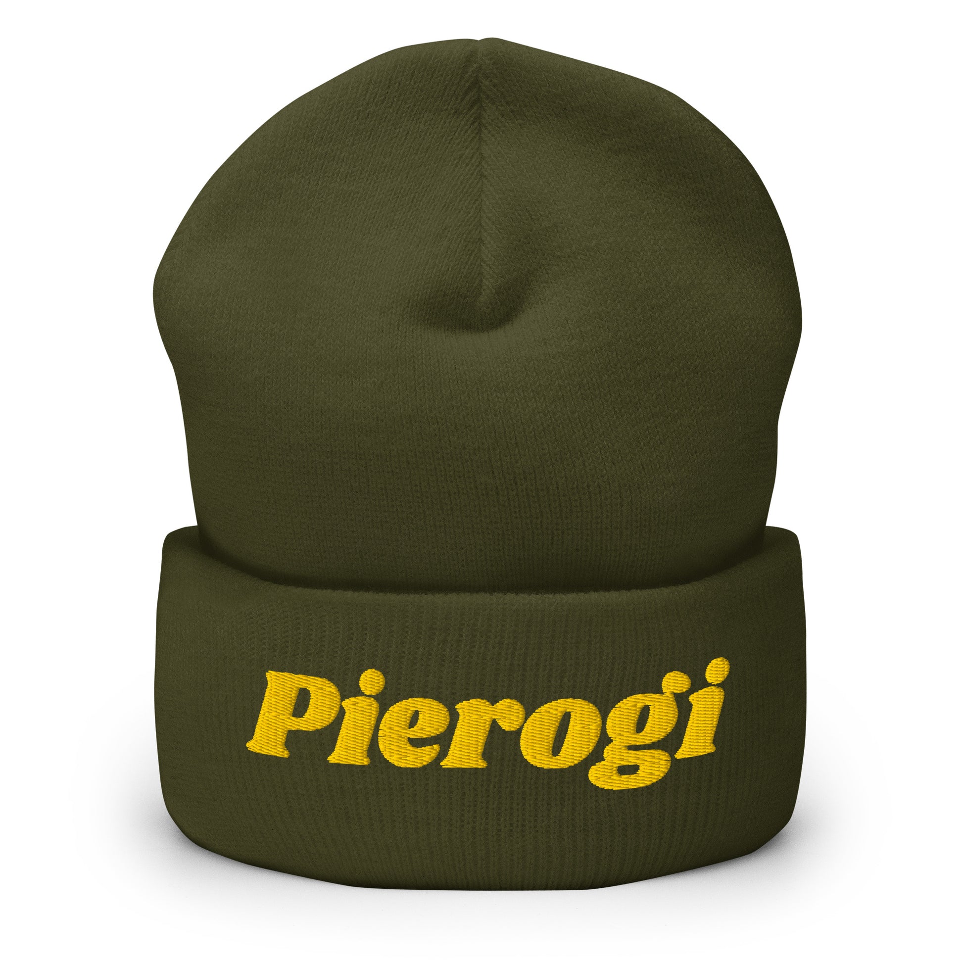 Olive Green Pierogi Cuffed Beanie