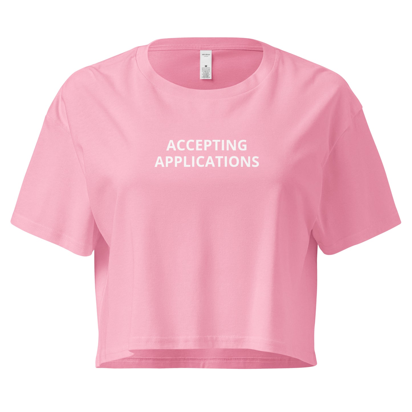 Pink Accepting Applications Crop Tee