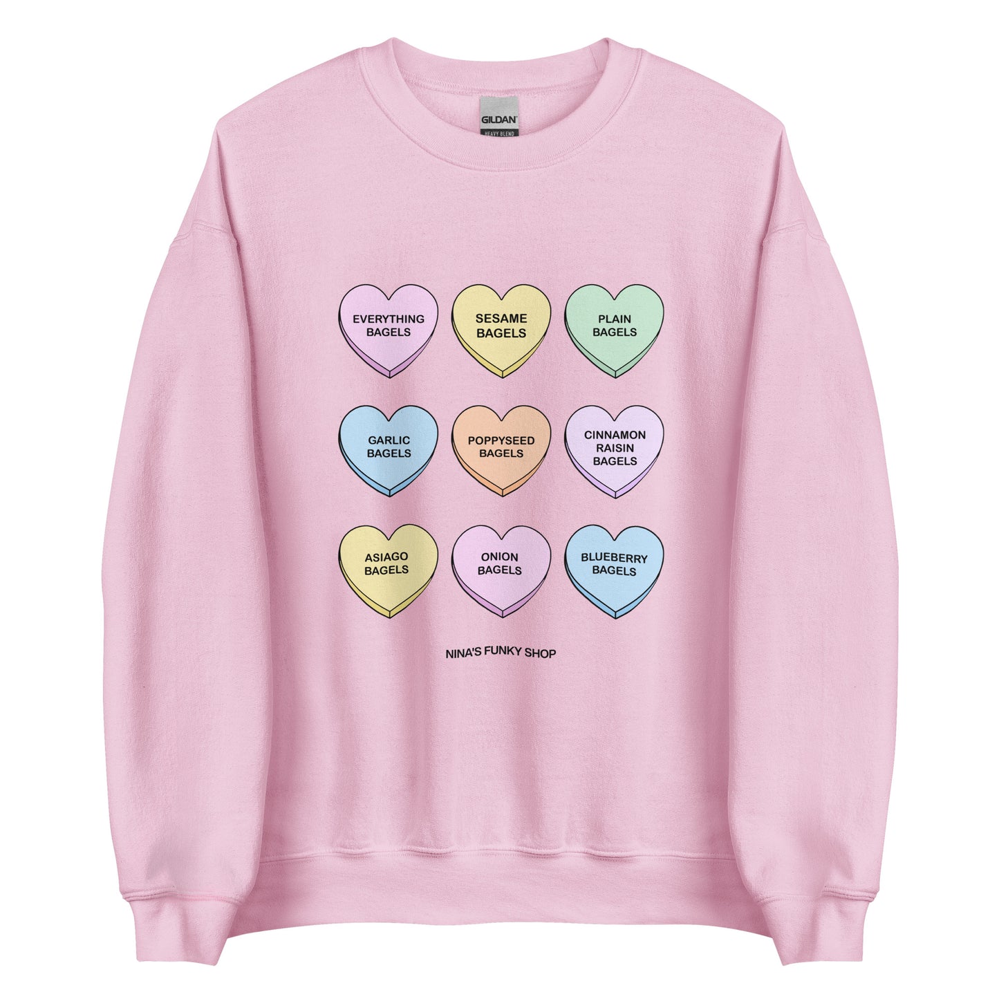 Pink Bagels Valentine Hearts Sweatshirt