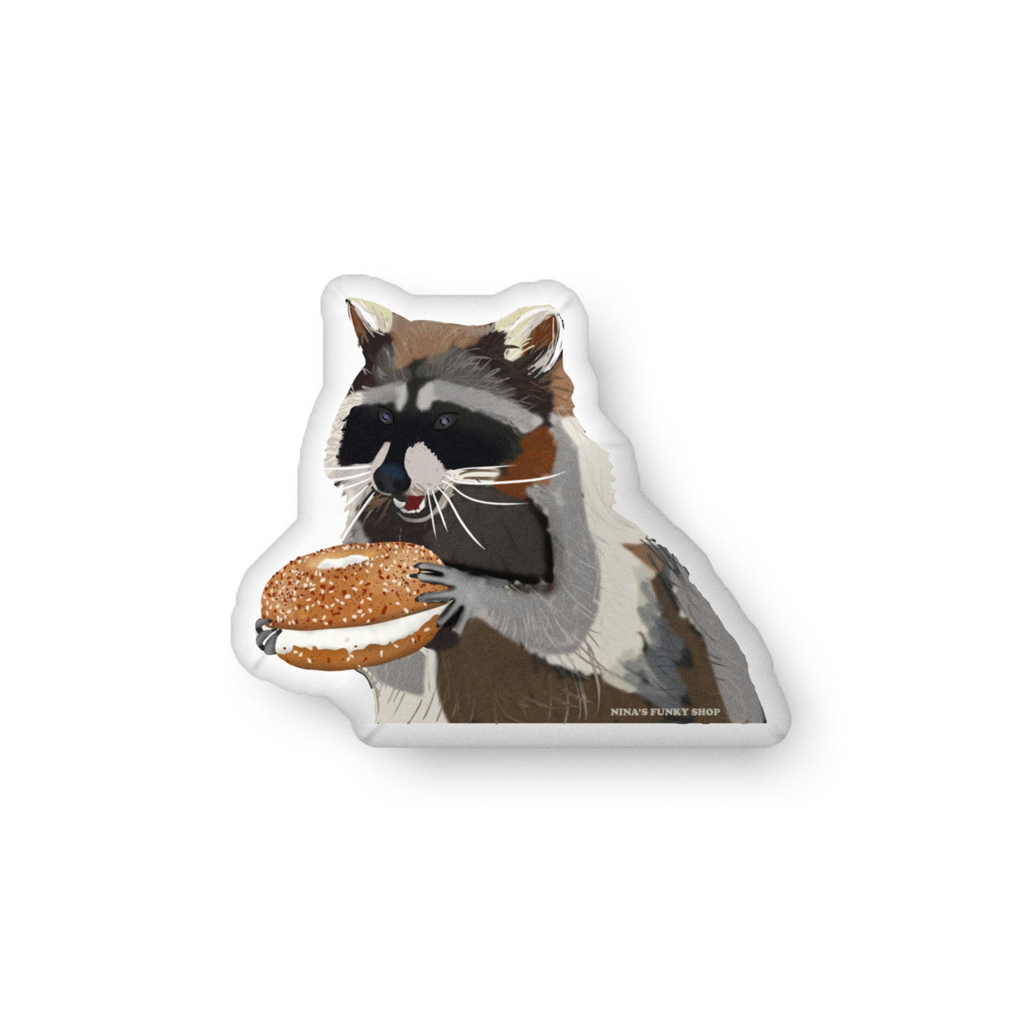 Raccoon Bagel Shaped Pillow