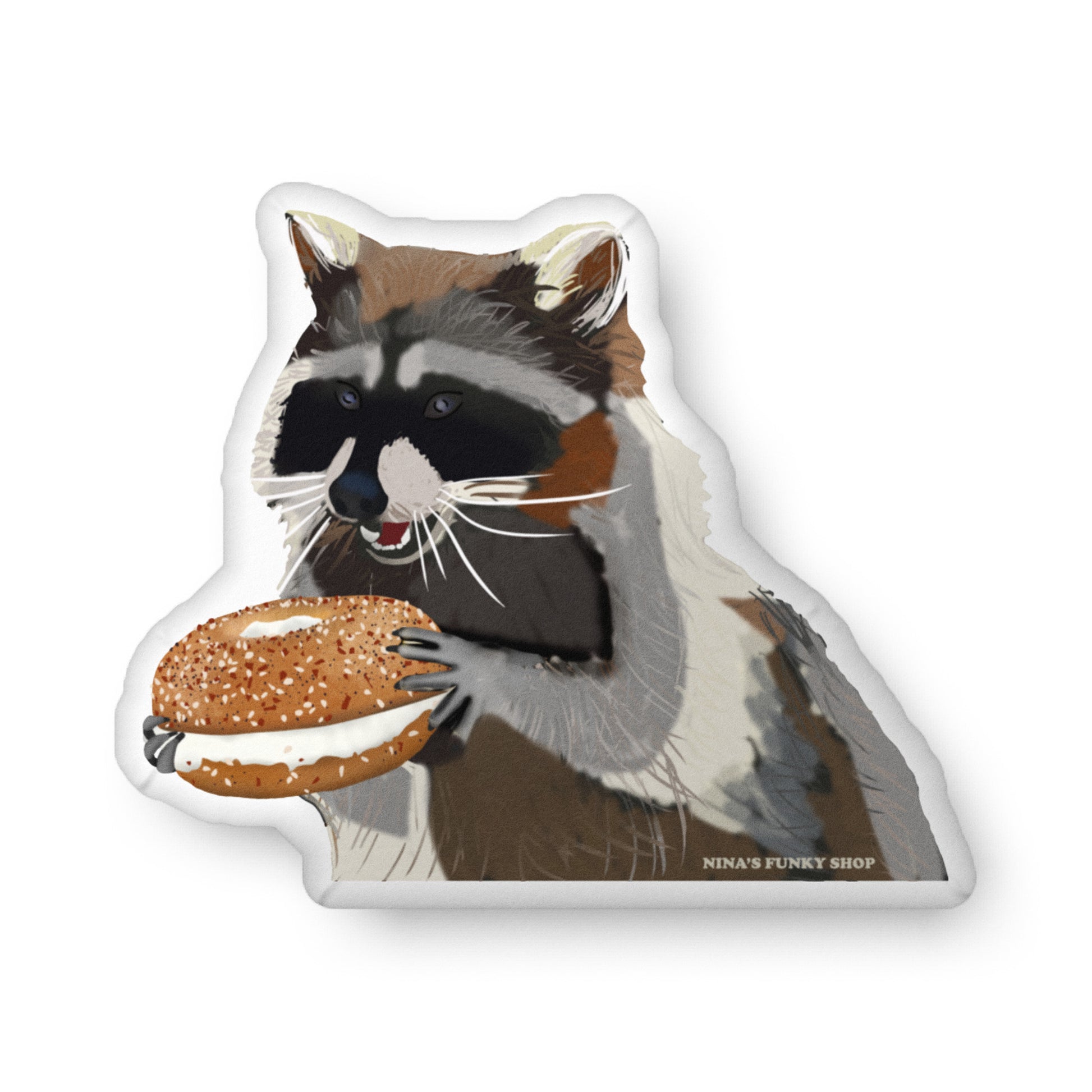 Raccoon Bagel Shaped Pillow 2