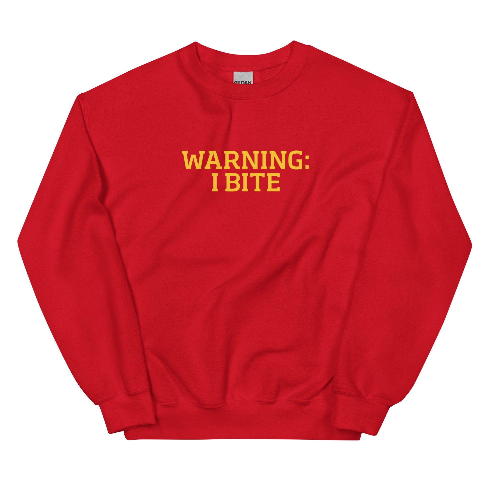 Red Warning: I Bite Sweatshirt